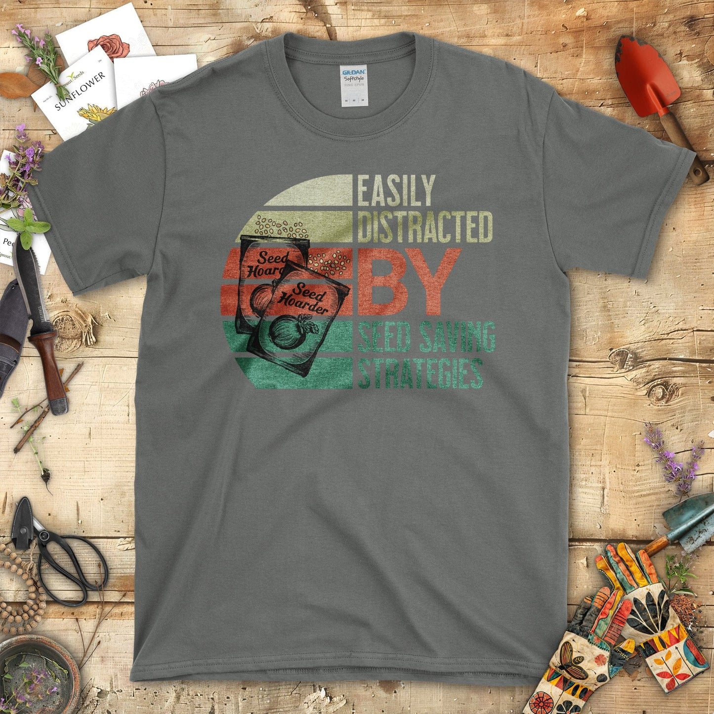 Easily Distracted By Seed Saving Strategies T-Shirt Charcoal / S T-Shirt