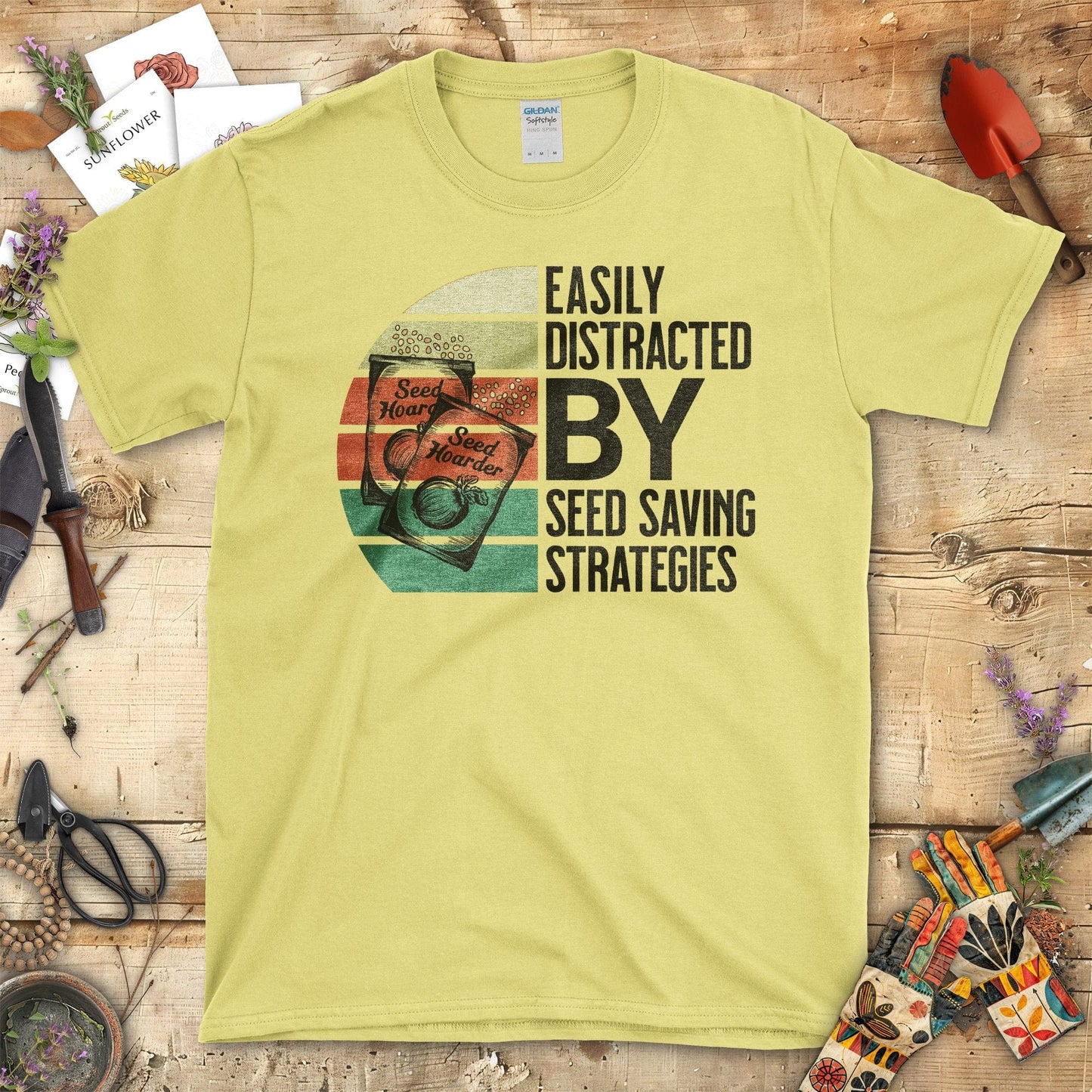 Easily Distracted By Seed Saving Strategies T-Shirt Cornsilk / S T-Shirt