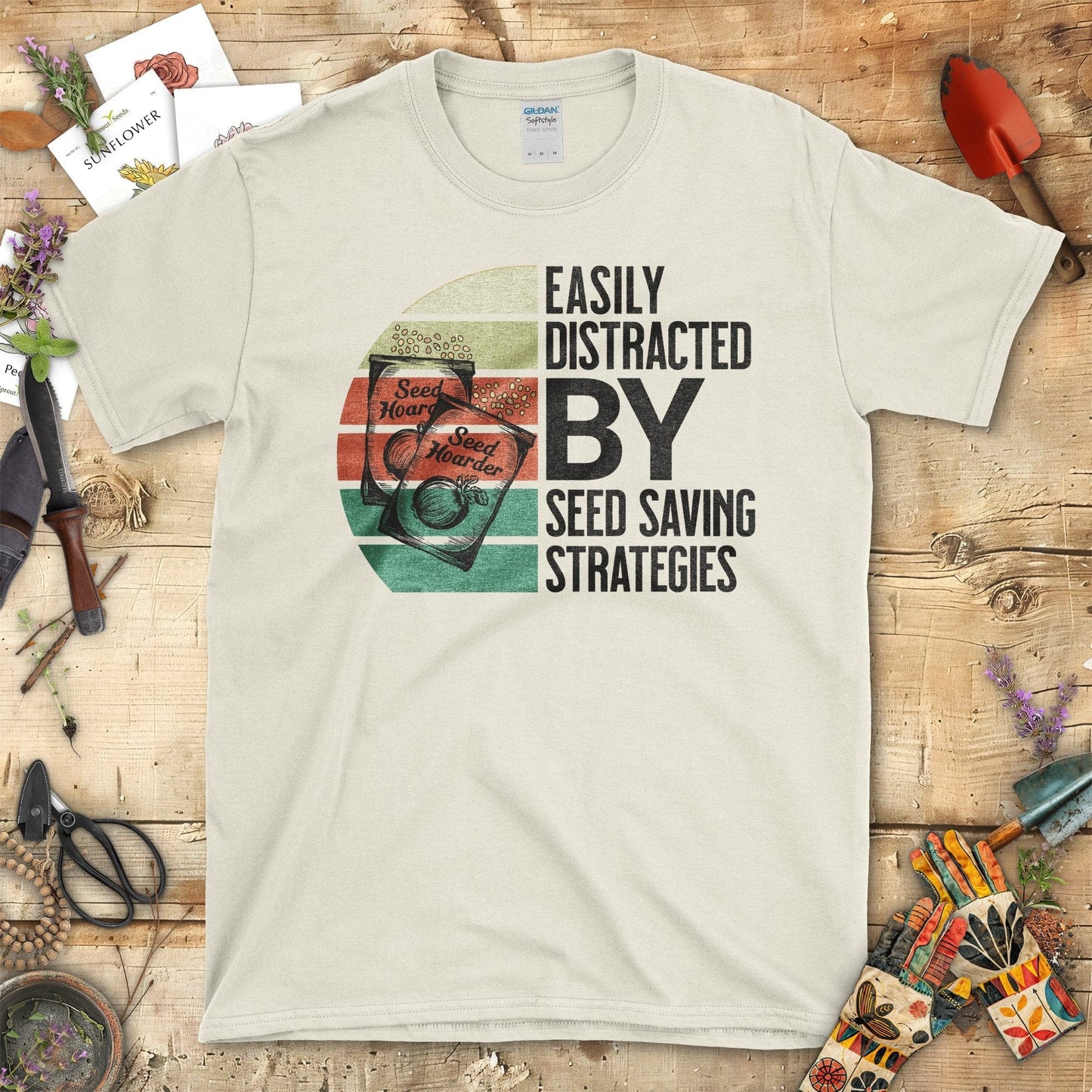 Easily Distracted By Seed Saving Strategies T-Shirt Natural / S T-Shirt