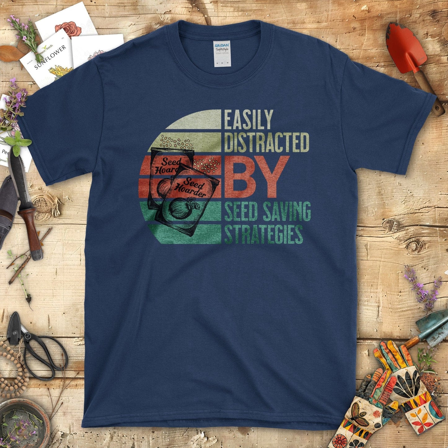 Easily Distracted By Seed Saving Strategies T-Shirt Navy / S T-Shirt