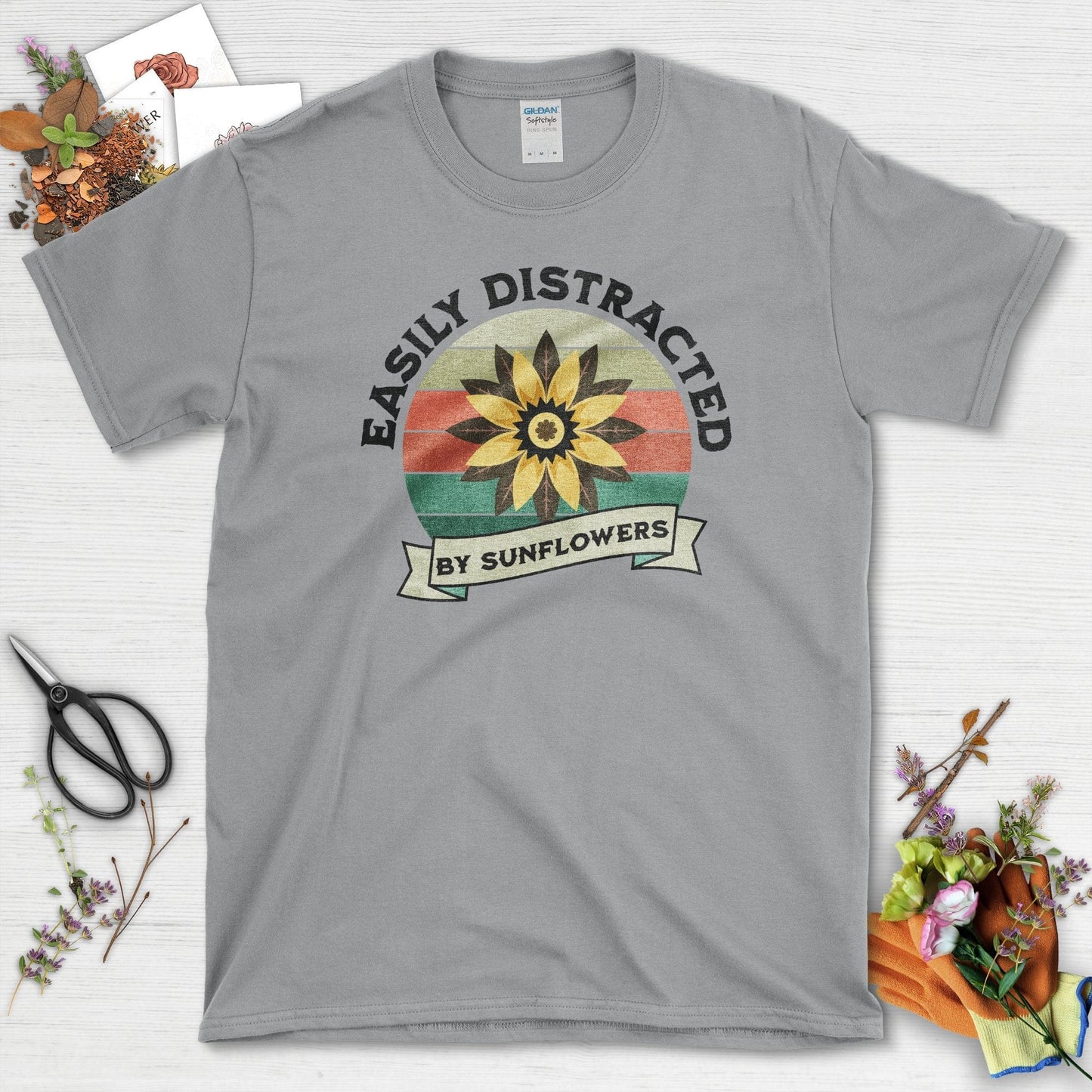 Easily Distracted By Sunflowers T-Shirt Sport Grey / S T-Shirt