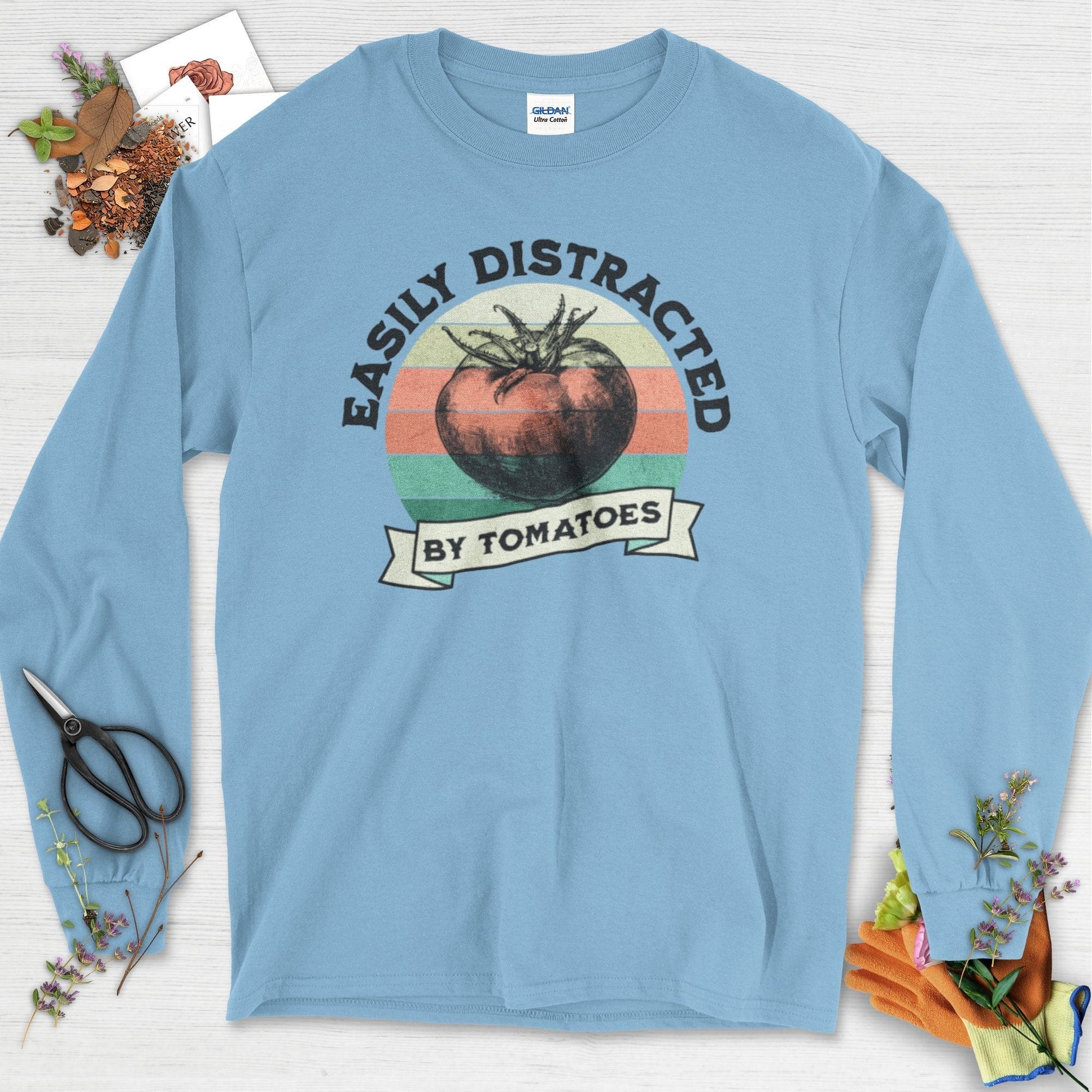 Easily Distracted By Tomatoes Long Sleeve Light Blue / S T-Shirt
