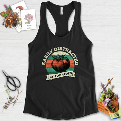 Easily Distracted By Tomatoes Racerback Racerback / XS / Black Physical Item