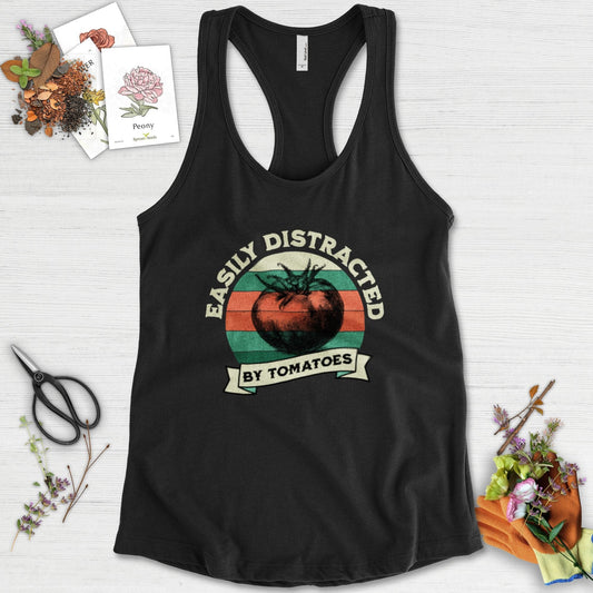 Easily Distracted By Tomatoes Racerback Racerback / XS / Black Physical Item