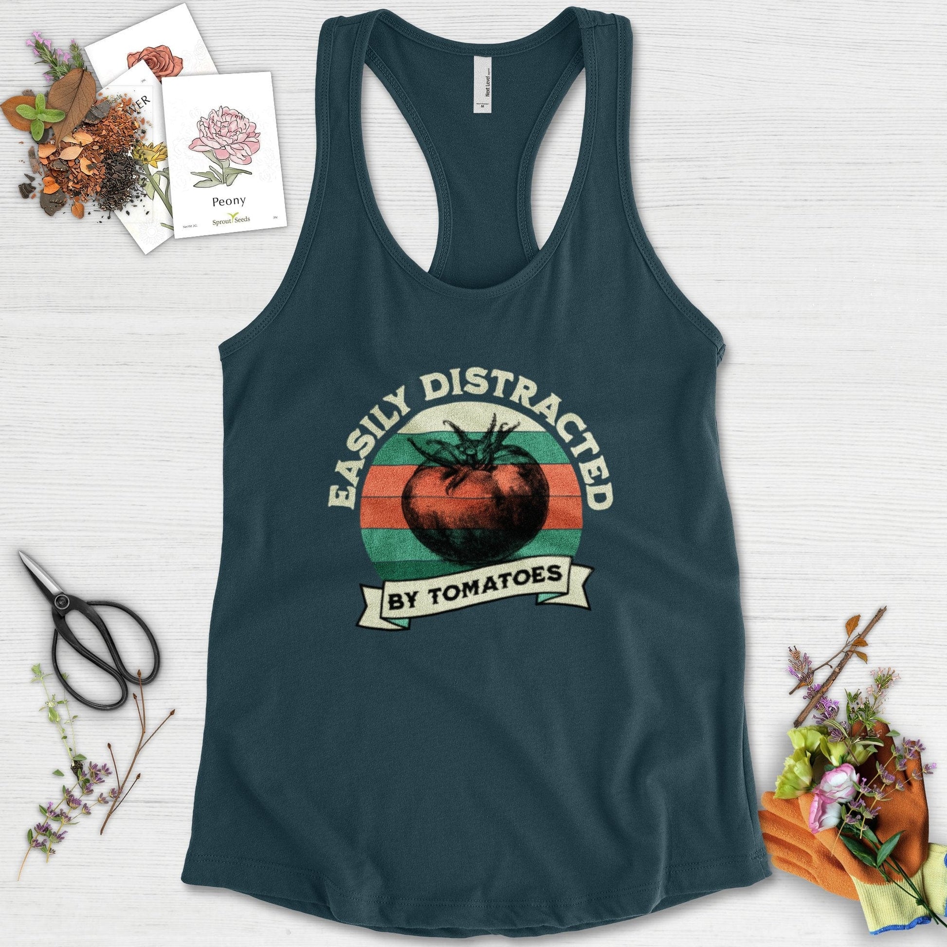 Easily Distracted By Tomatoes Racerback Racerback / XS / Midnight Navy Physical Item
