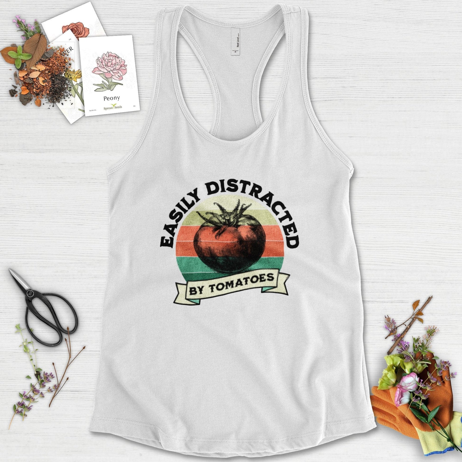 Easily Distracted By Tomatoes Racerback Racerback / XS / White Physical Item