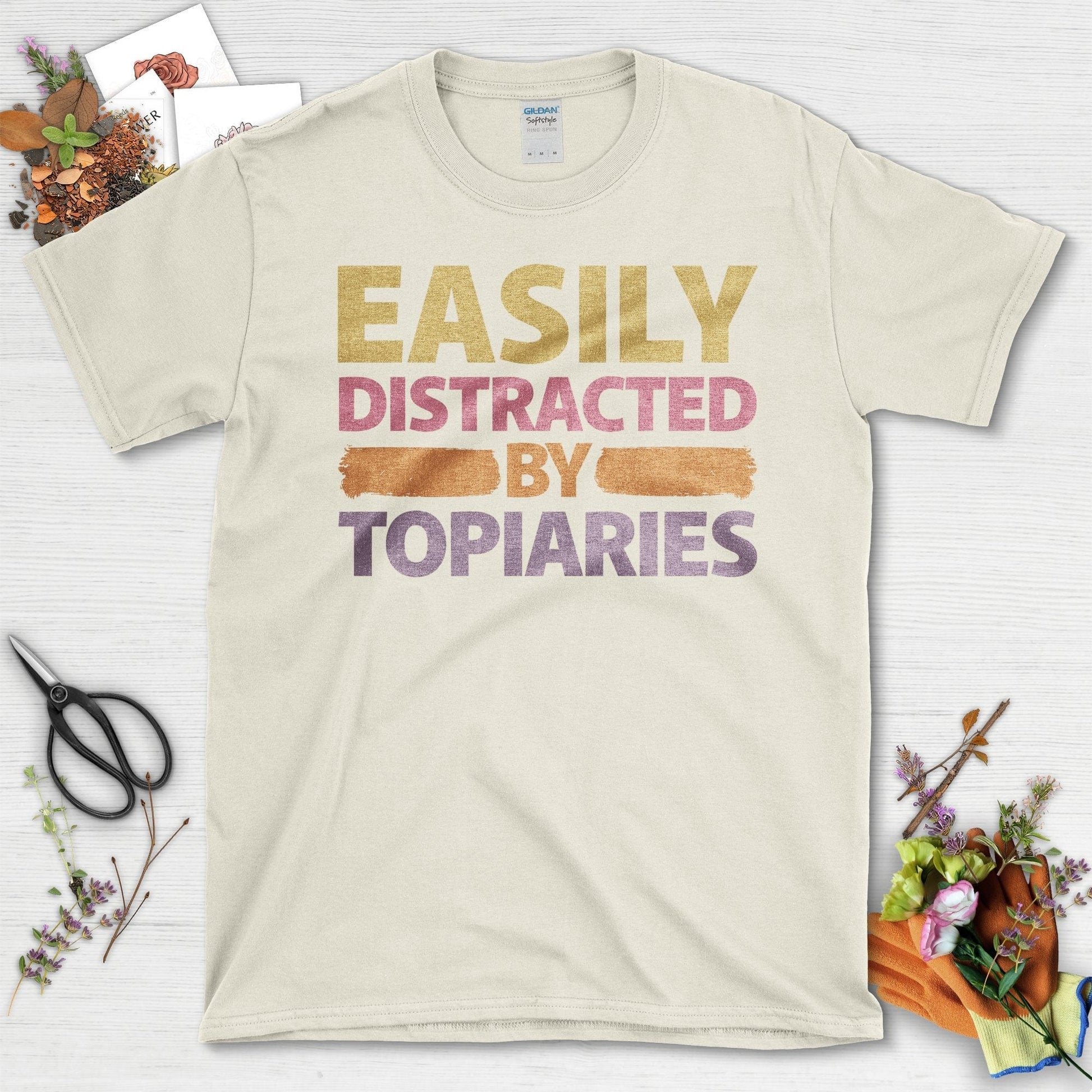 Easily Distracted by Topiaries Graphic Design T-Shirt Natural / S T-Shirt