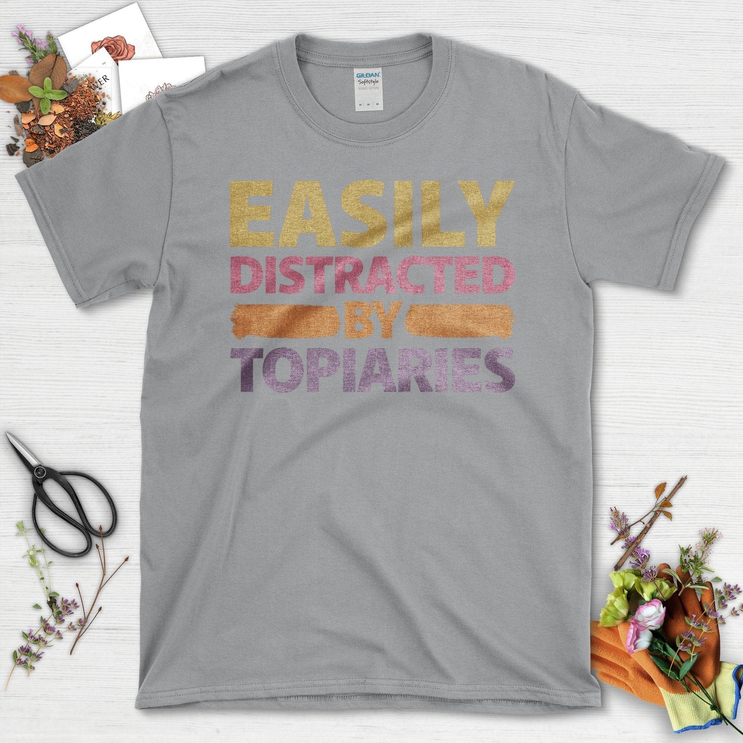 Easily Distracted by Topiaries Graphic Design T-Shirt Sport Grey / S T-Shirt