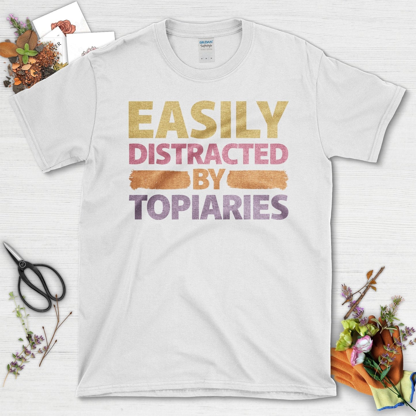 Easily Distracted by Topiaries Graphic Design T-Shirt White / S T-Shirt