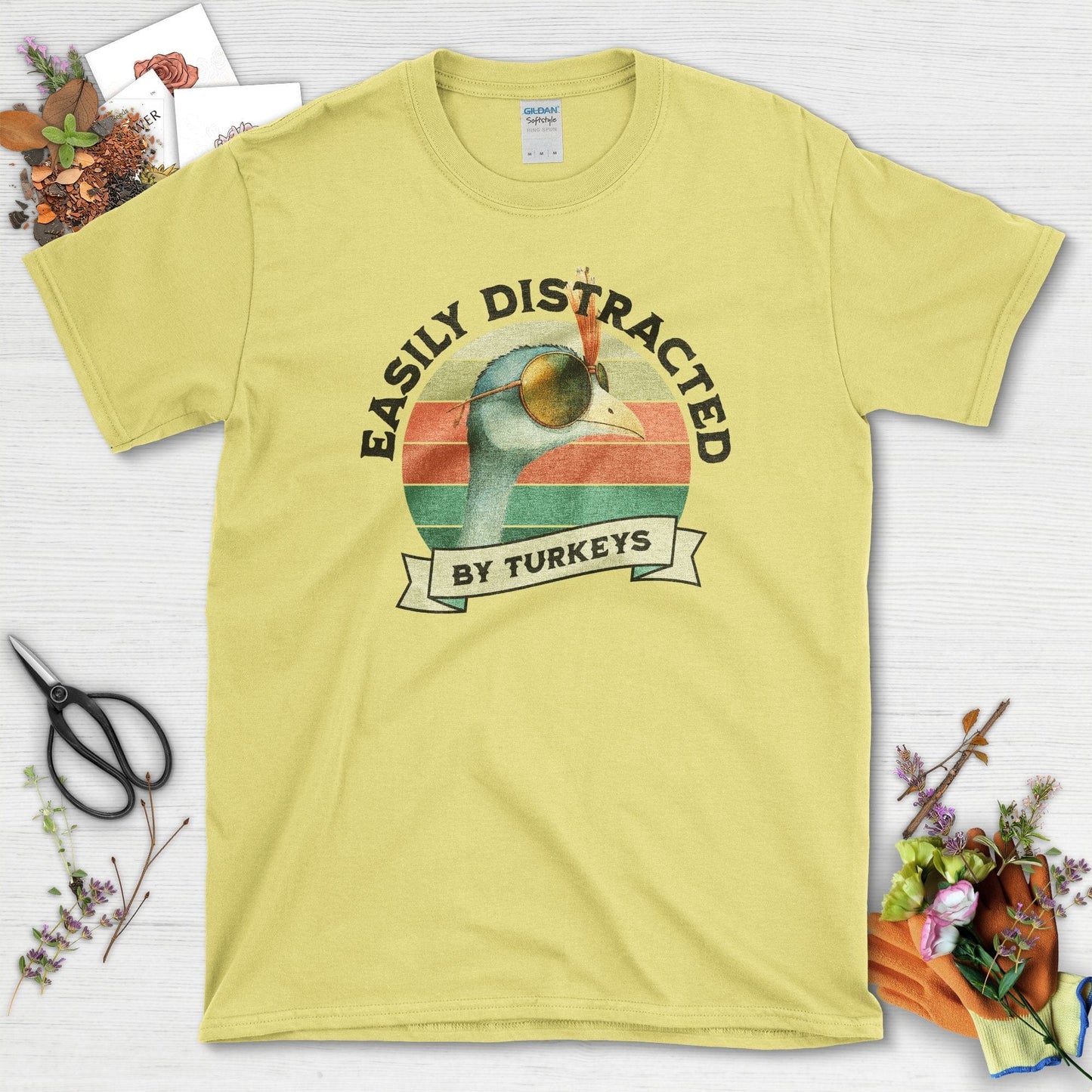 Easily Distracted by Turkeys T-Shirt Cornsilk / S T-Shirt