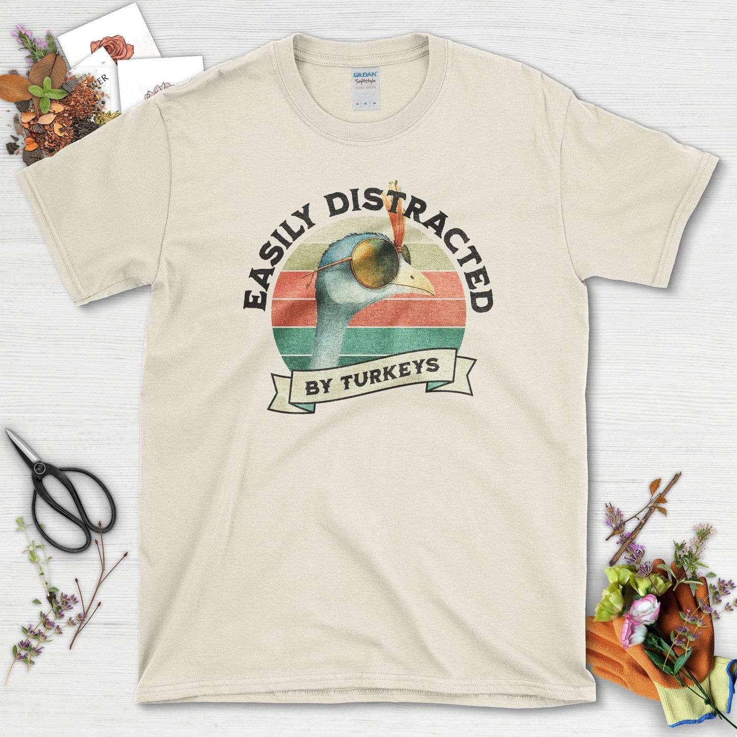 Easily Distracted by Turkeys T-Shirt Natural / S T-Shirt