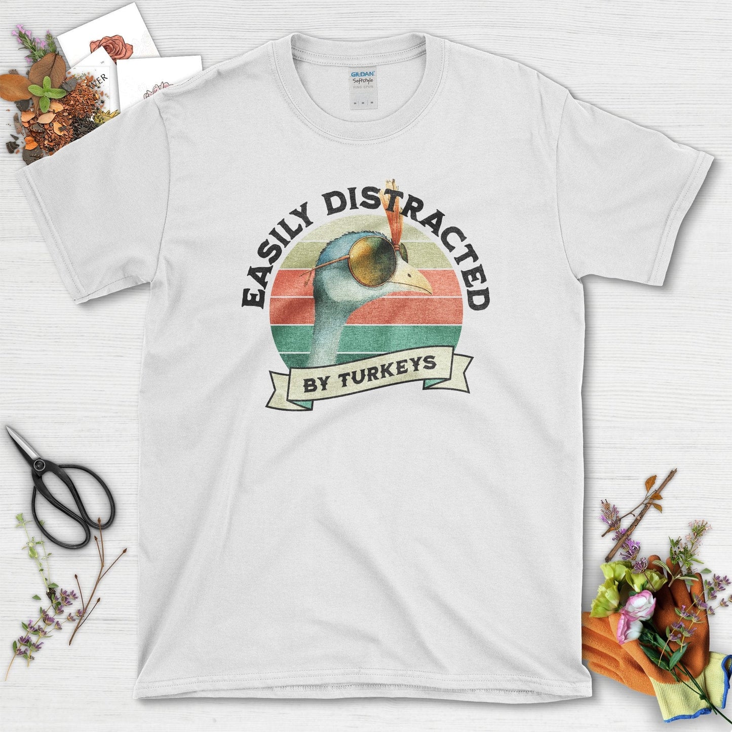 Easily Distracted by Turkeys T-Shirt White / S T-Shirt