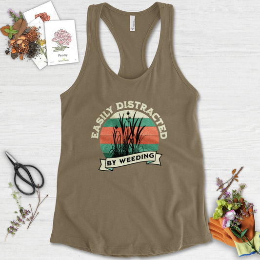 Easily Distracted By Weeding Racerback Racerback / XS / Military Green Physical Item
