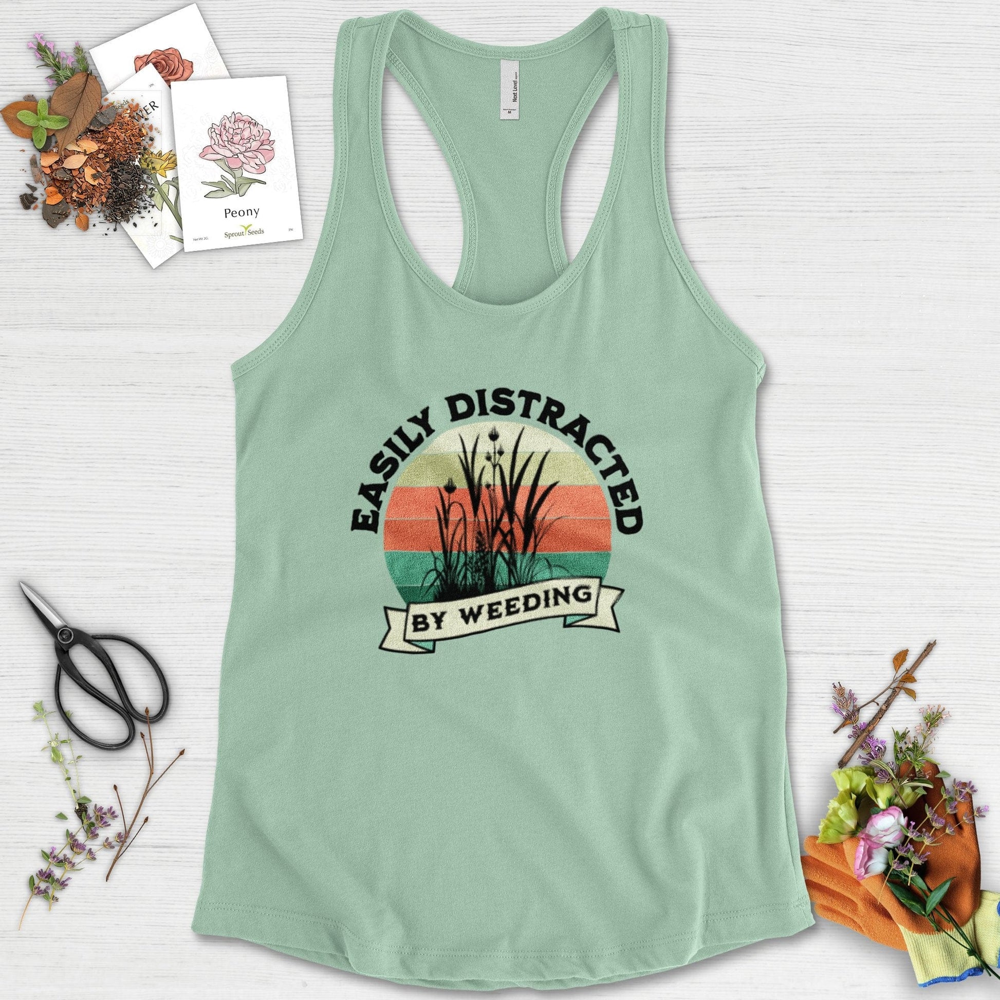 Easily Distracted By Weeding Racerback Racerback / XS / Mint Physical Item
