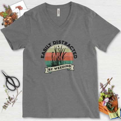 Easily Distracted By Weeding V-Neck Deep Heather / S T-Shirt