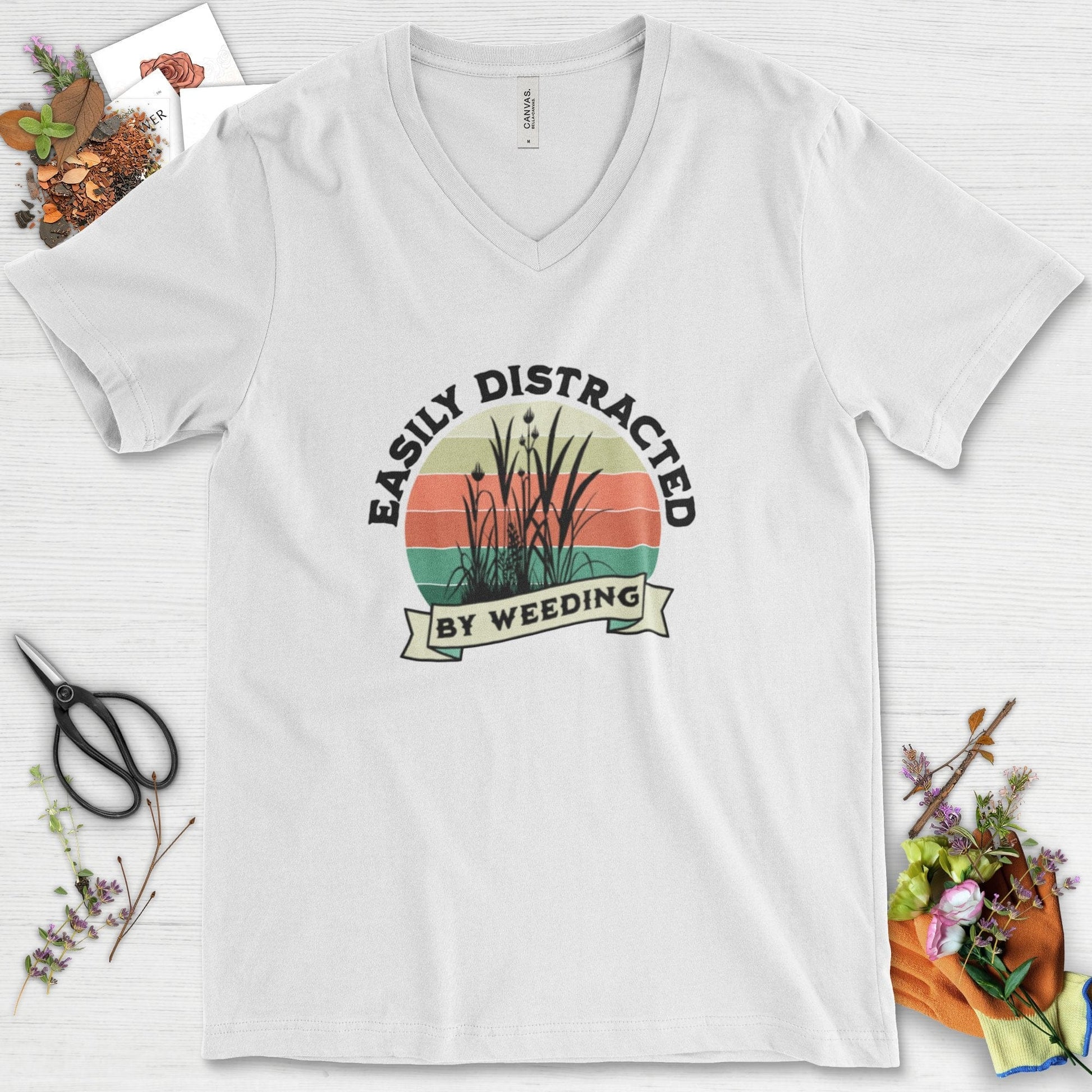 Easily Distracted By Weeding V-Neck White / S T-Shirt