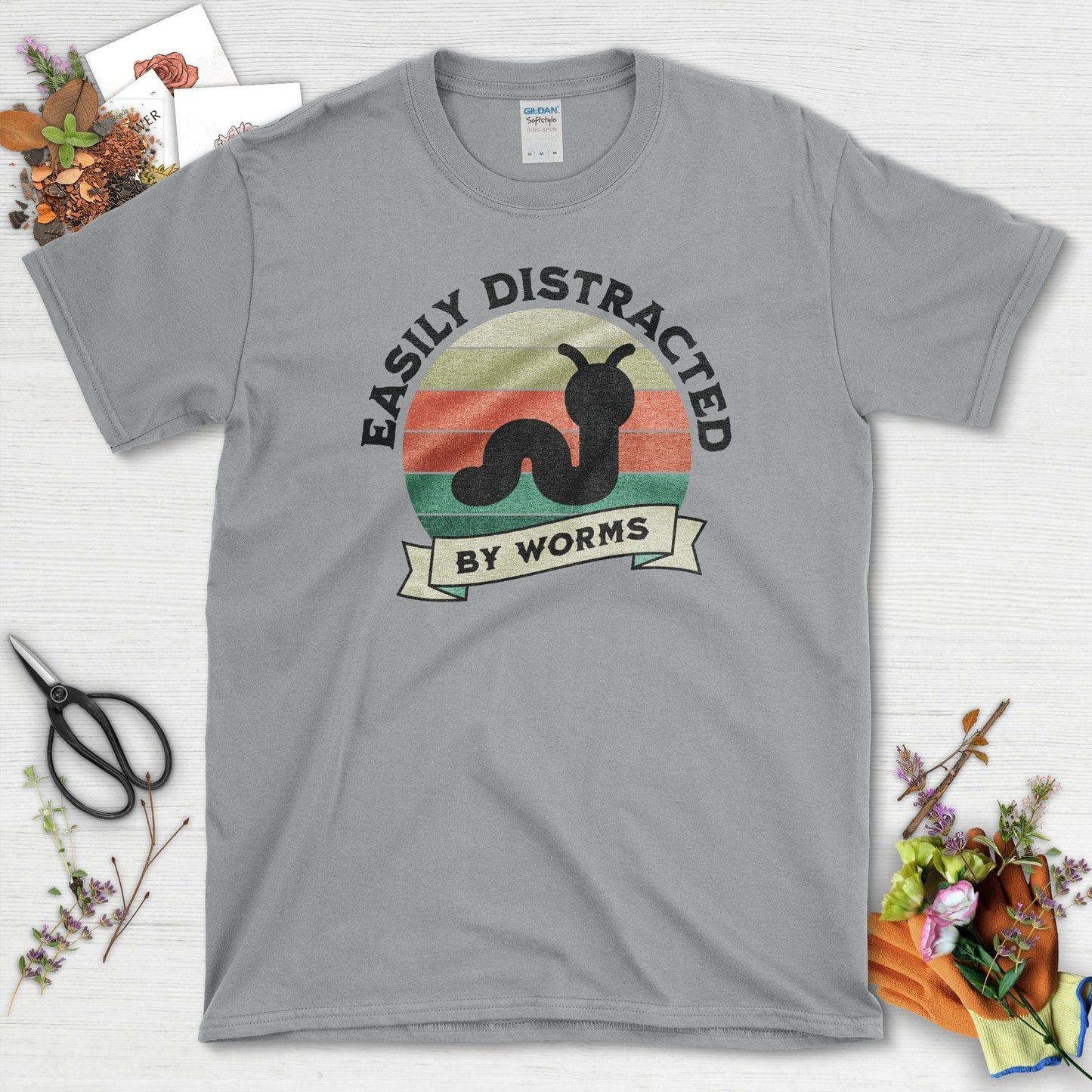 Easily Distracted By Worms T-Shirt Sport Grey / S Physical Item