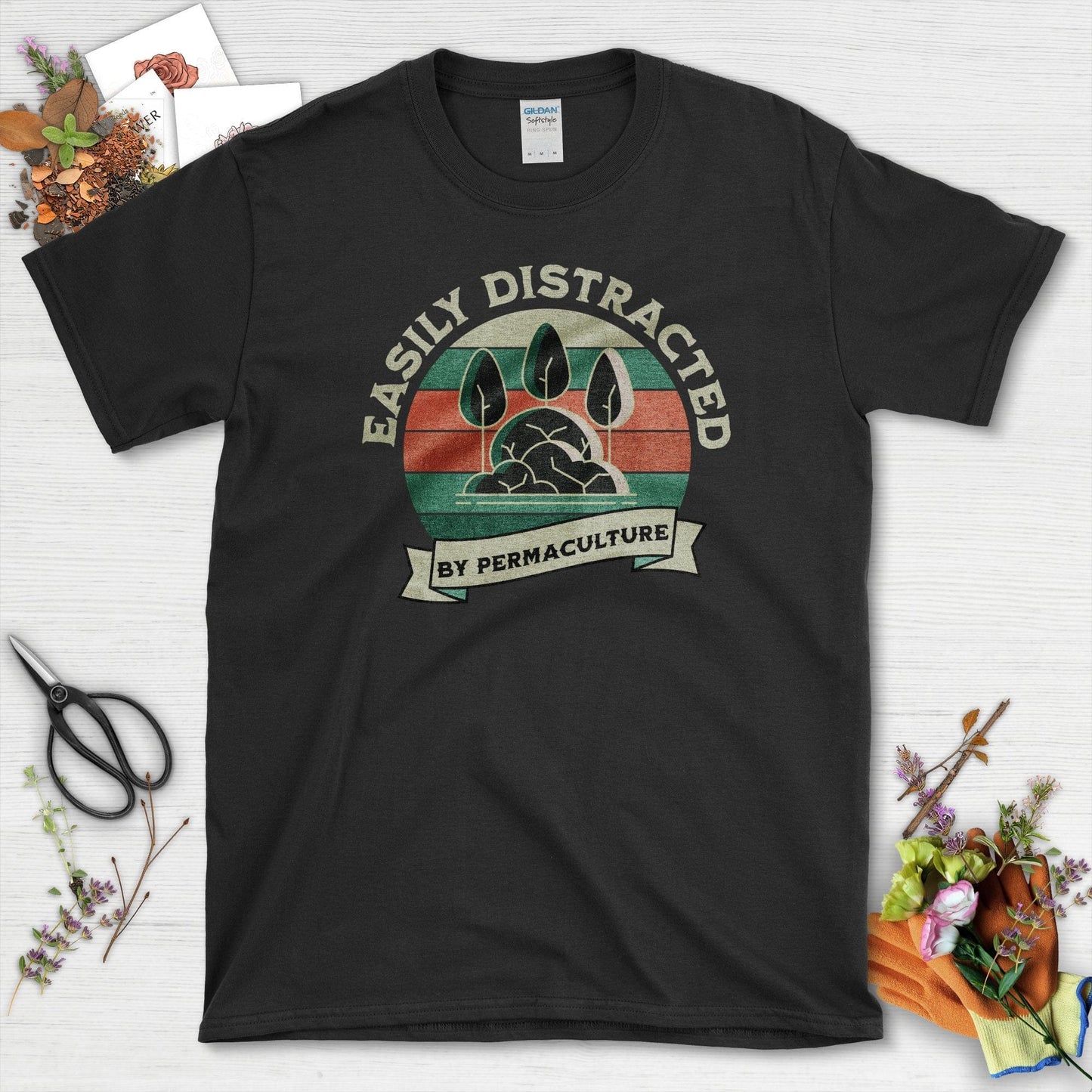 Easily Distracted Permaculture T-Shirt Black / S T-Shirt