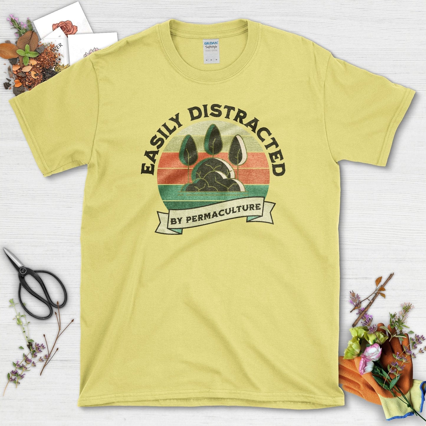 Easily Distracted Permaculture T-Shirt Cornsilk / S T-Shirt