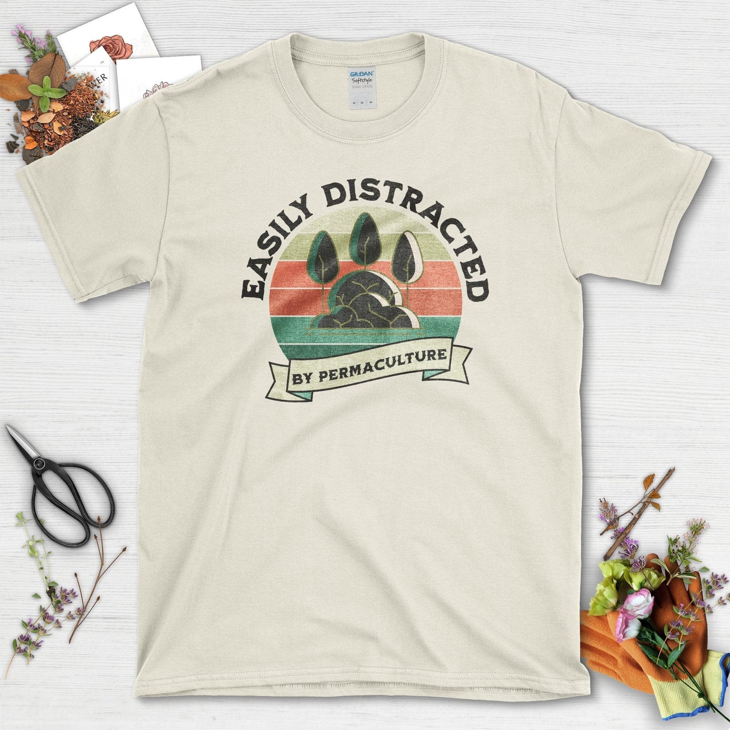 Easily Distracted Permaculture T-Shirt Natural / S T-Shirt