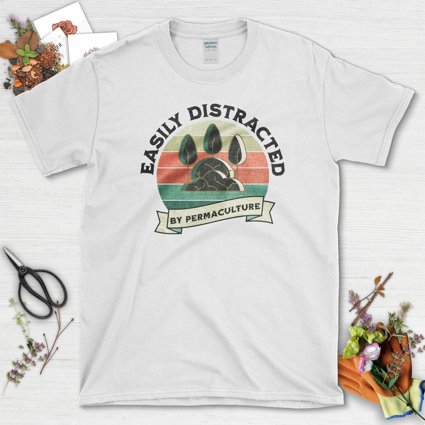 Easily Distracted Permaculture T-Shirt White / S T-Shirt