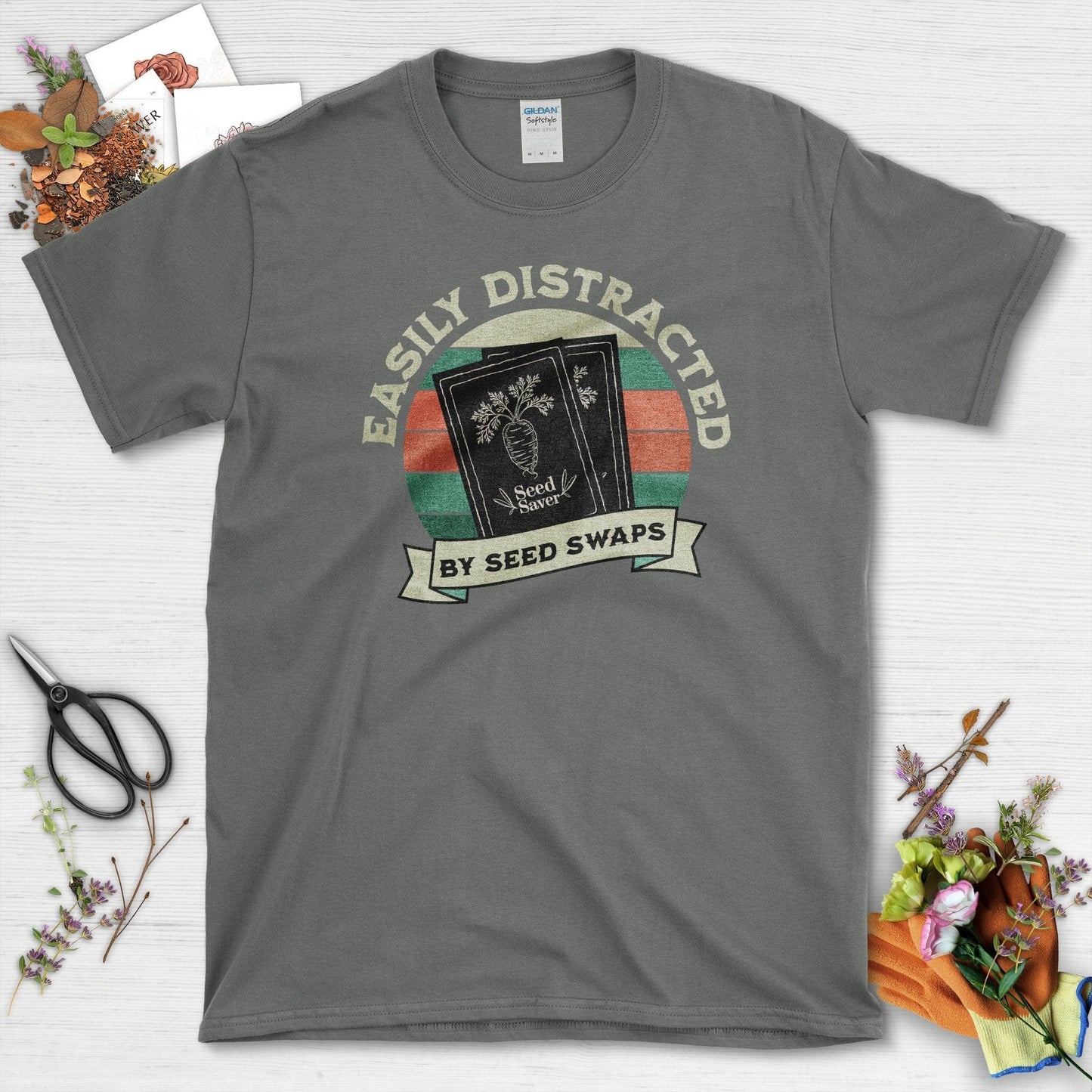 Easily Distracted Seed Swaps T-Shirt Charcoal / S / T-Shirts Physical Item