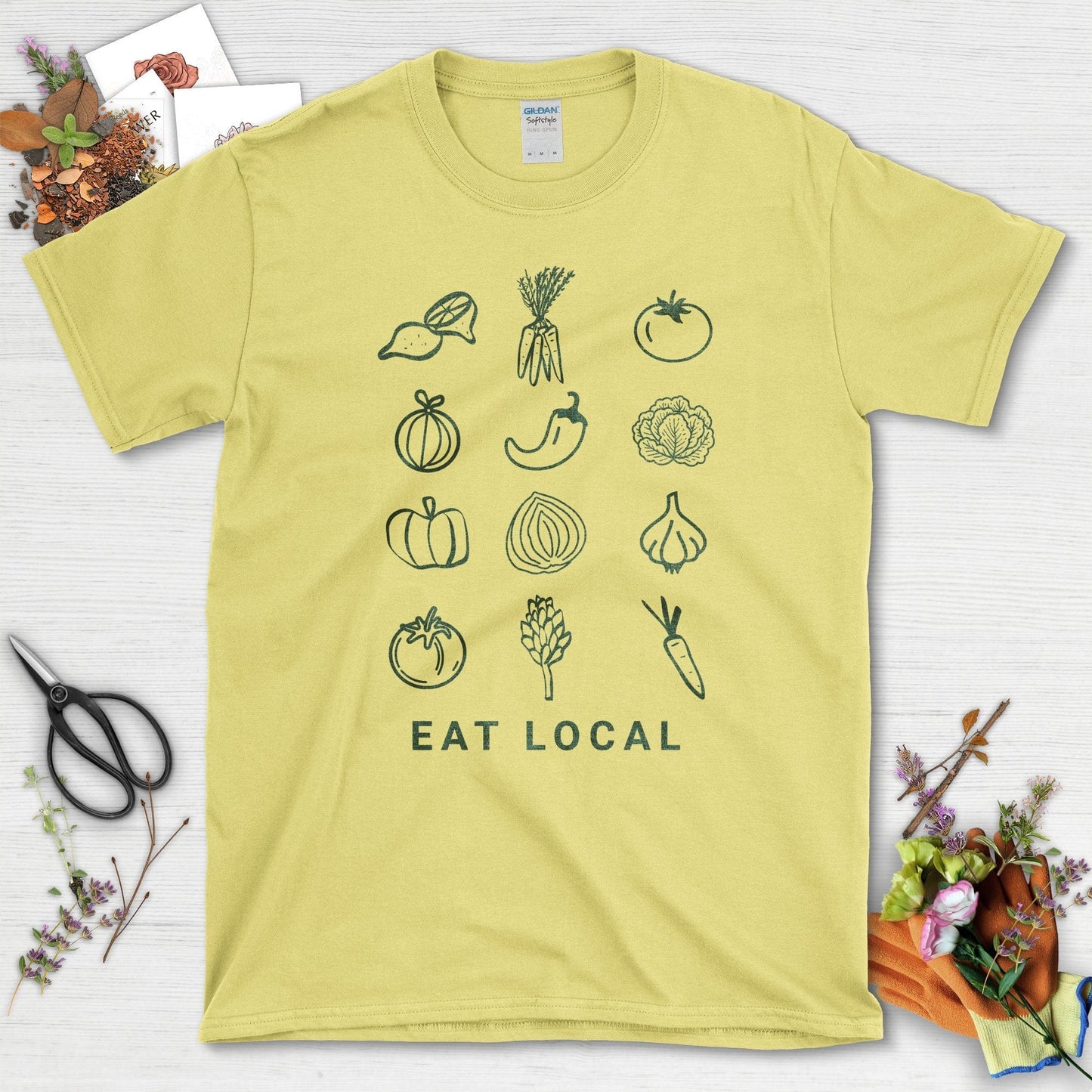 Eat Local Graphic T-Shirt Cornsilk / S T-Shirt