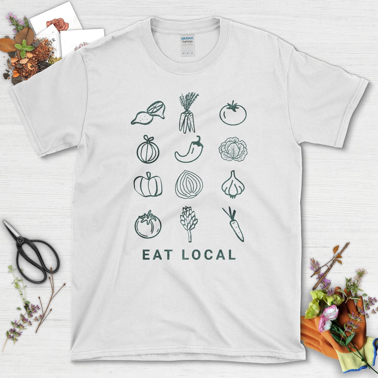 Eat Local Graphic T-Shirt White / S T-Shirt