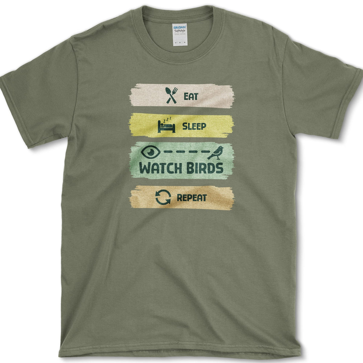Eat Sleep Birds Repeat T-Shirt Military Green / S Essential Tees