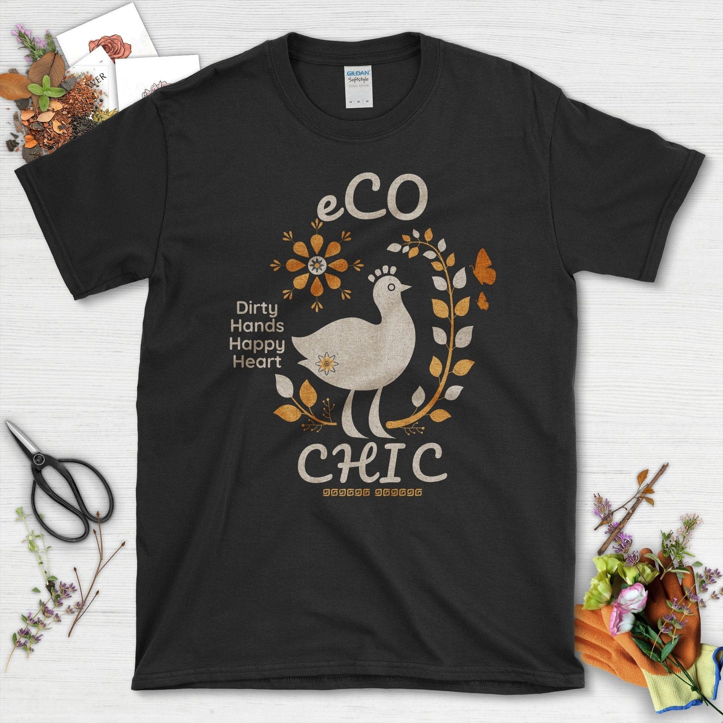 Eco Chic Dirty Hands Happy Heart Graphic T-Shirt Black / S T-Shirt