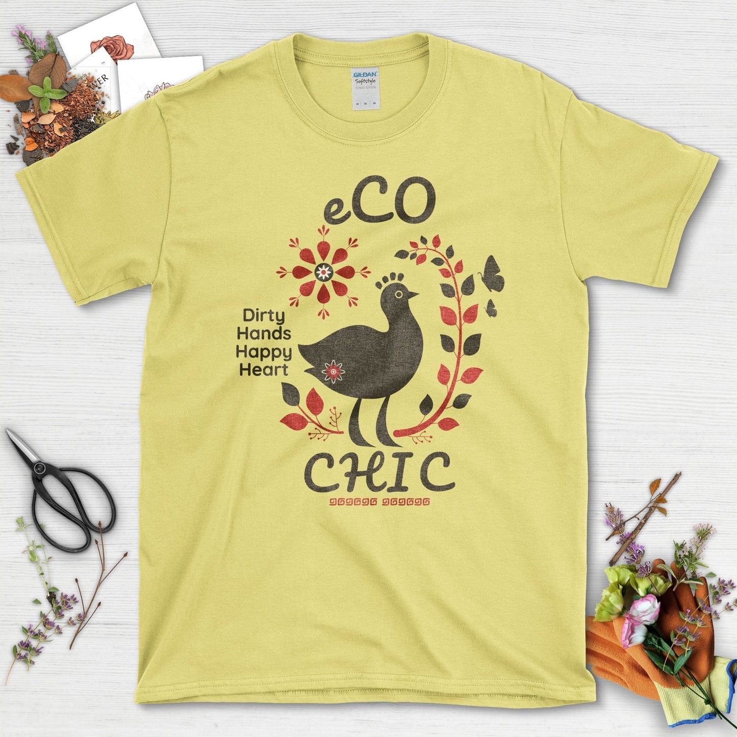 Eco Chic Dirty Hands Happy Heart Graphic T-Shirt Cornsilk / S T-Shirt