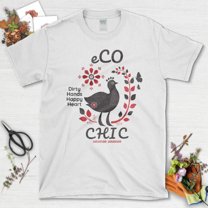 Eco Chic Dirty Hands Happy Heart Graphic T-Shirt White / S T-Shirt