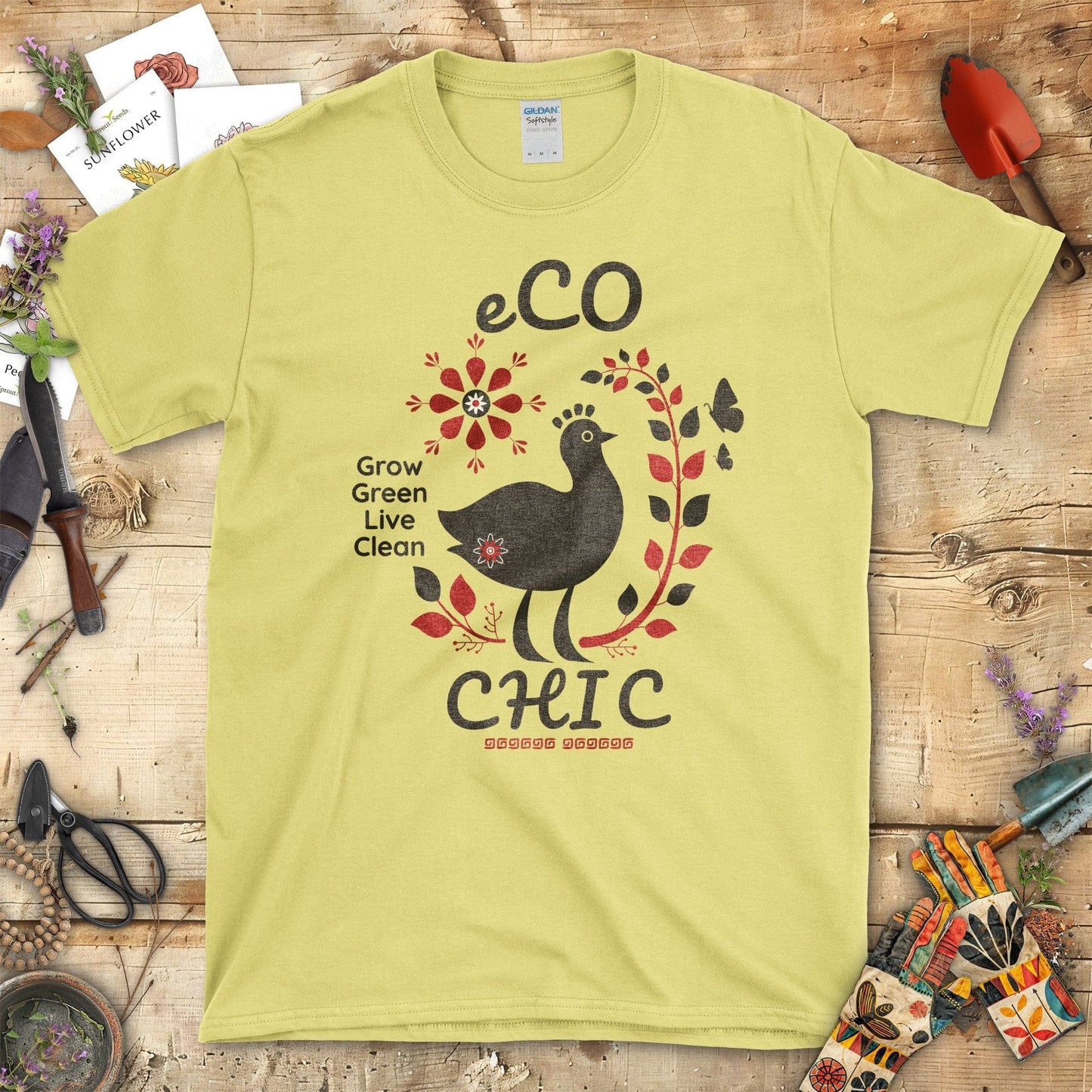 Eco Chic Grow Green Live Clean Wildflower T-Shirt Cornsilk / S T-Shirt