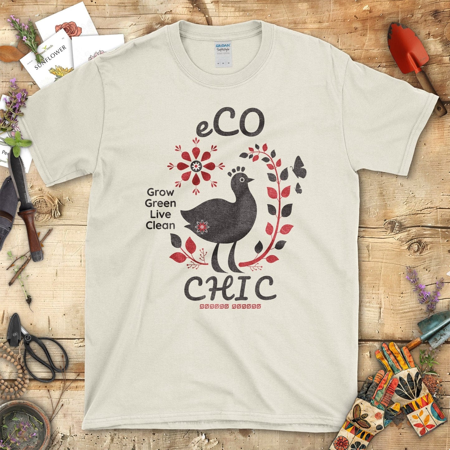 Eco Chic Grow Green Live Clean Wildflower T-Shirt Natural / S T-Shirt