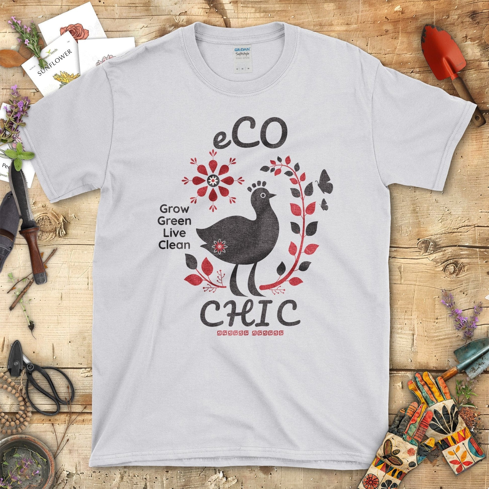 Eco Chic Grow Green Live Clean Wildflower T-Shirt Sport Grey / S T-Shirt