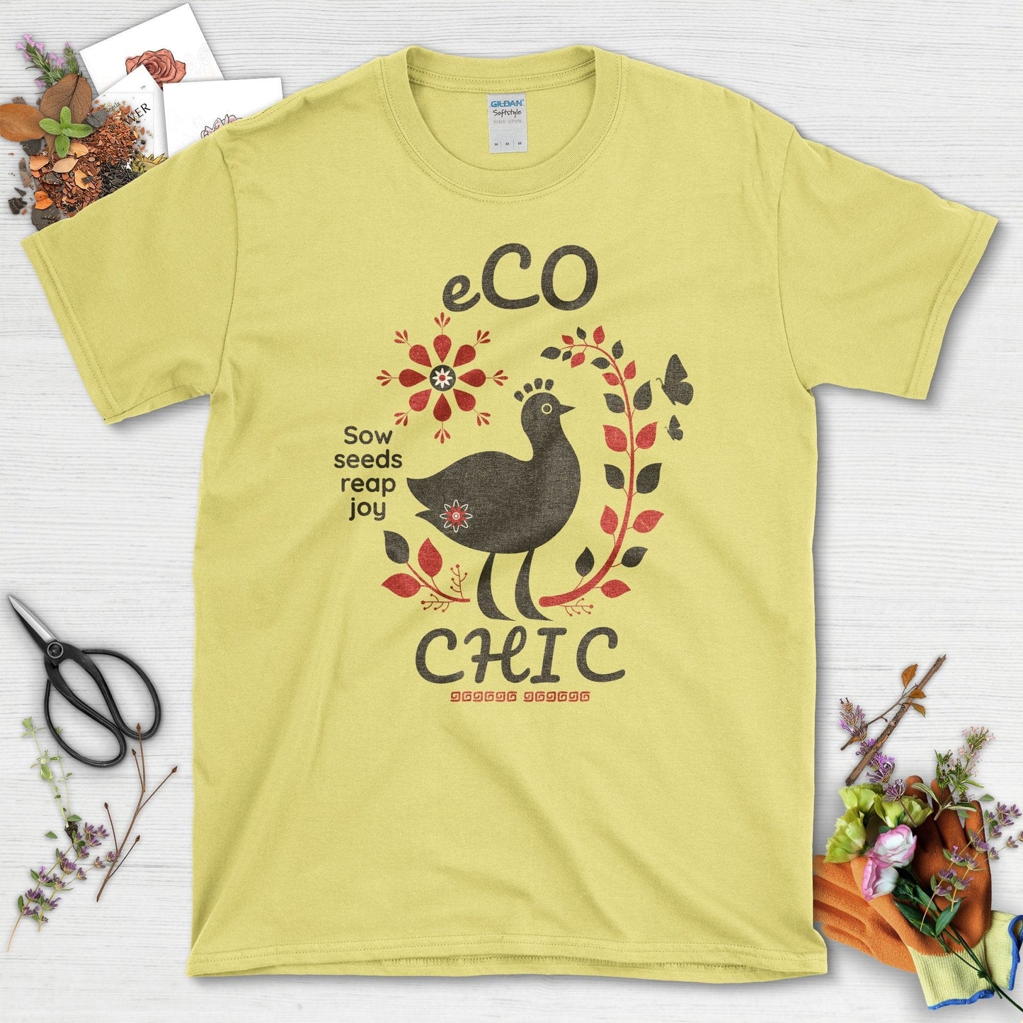 Eco Chic Sow Seeds Reap Joy Gardening T-Shirt Cornsilk / S T-Shirt