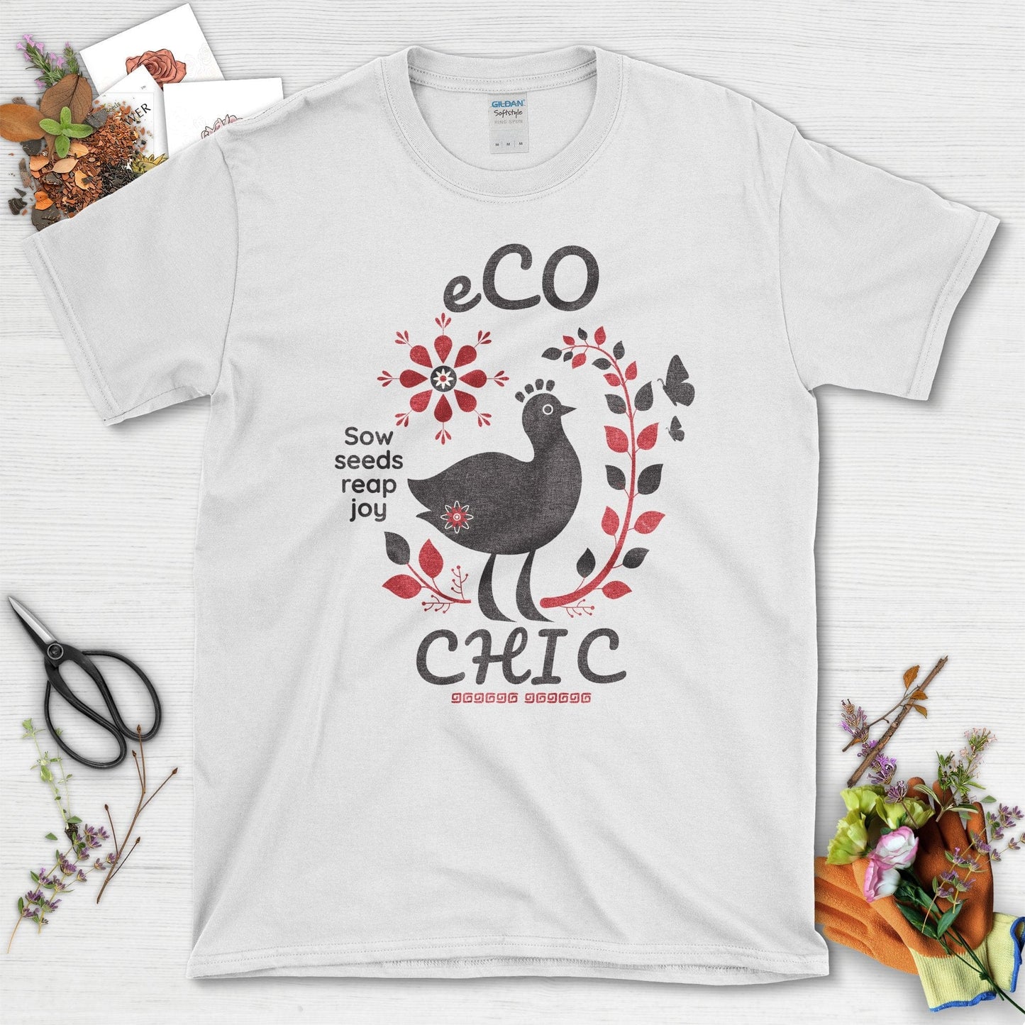 Eco Chic Sow Seeds Reap Joy Gardening T-Shirt White / S T-Shirt