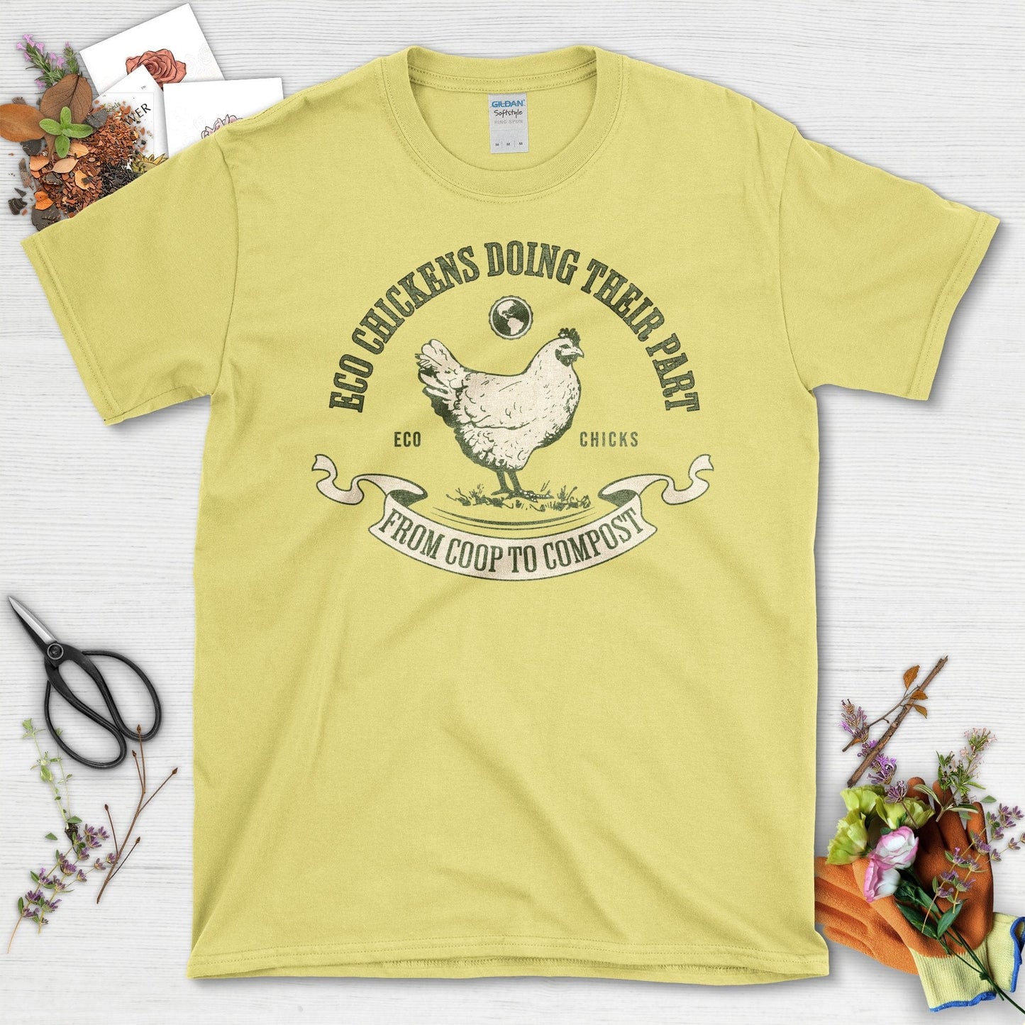 Eco Chickens Doing Their Part From Coop to Compost T-Shirt Cornsilk / S T-Shirt