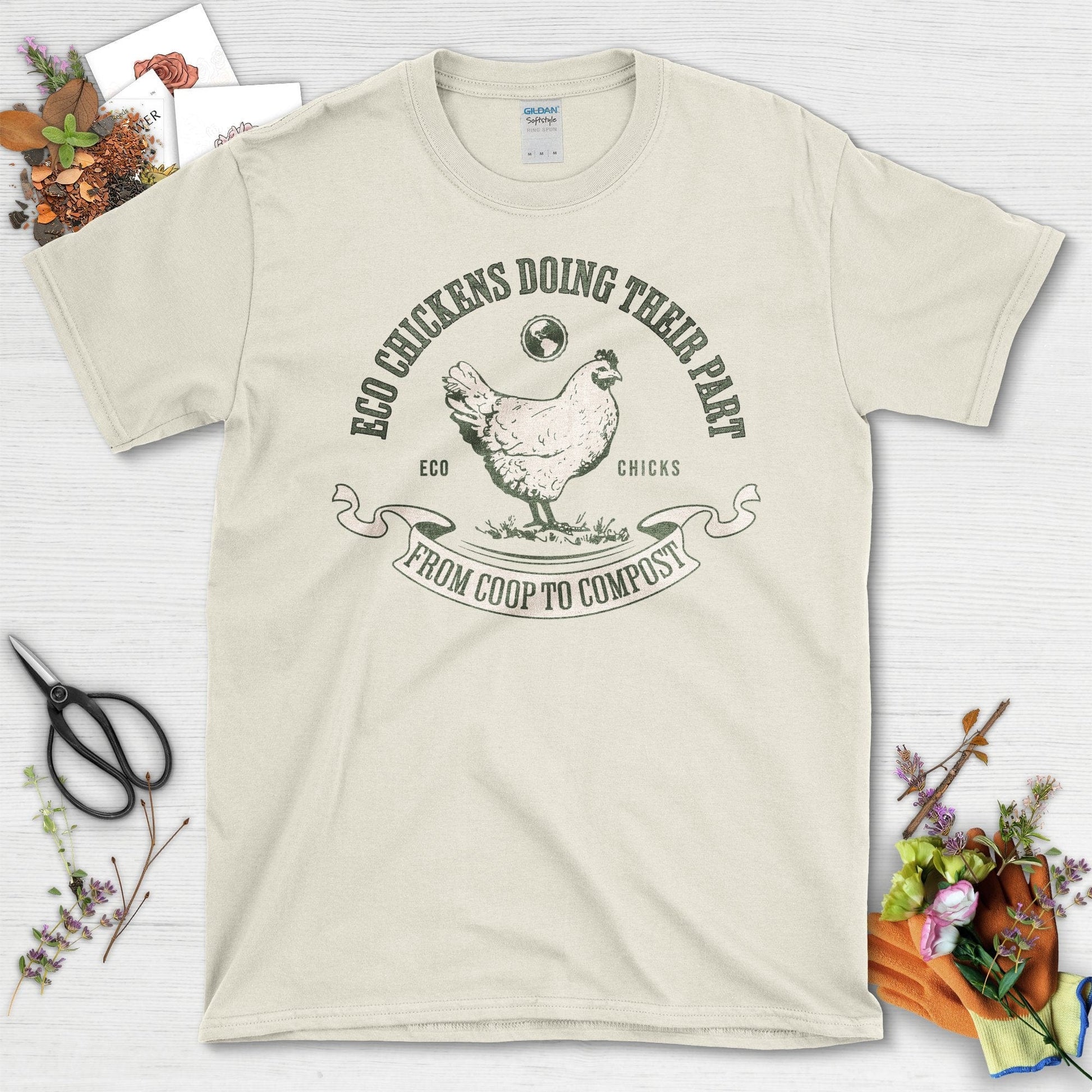 Eco Chickens Doing Their Part From Coop to Compost T-Shirt Natural / S T-Shirt