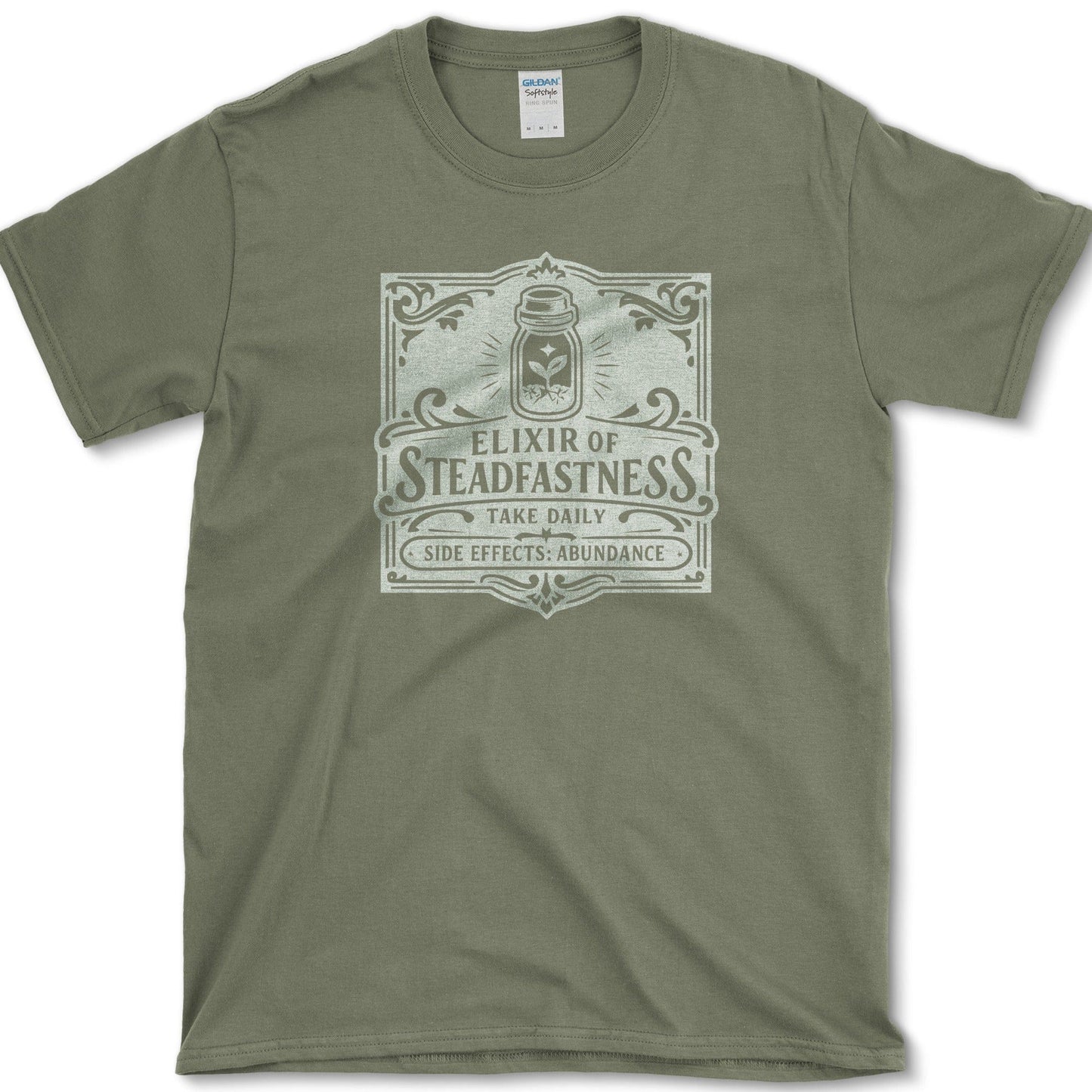 Elixir of Steadfastness T-Shirt Essential Tees / S / Military Green Physical Item