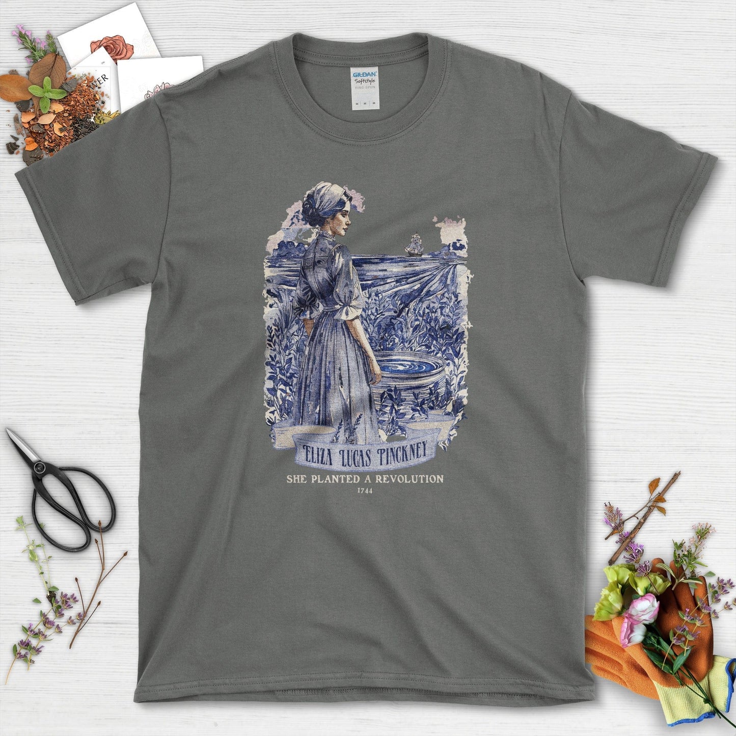Eliza Lucas Pinckney T-Shirt T-Shirts / S / Charcoal Physical Item