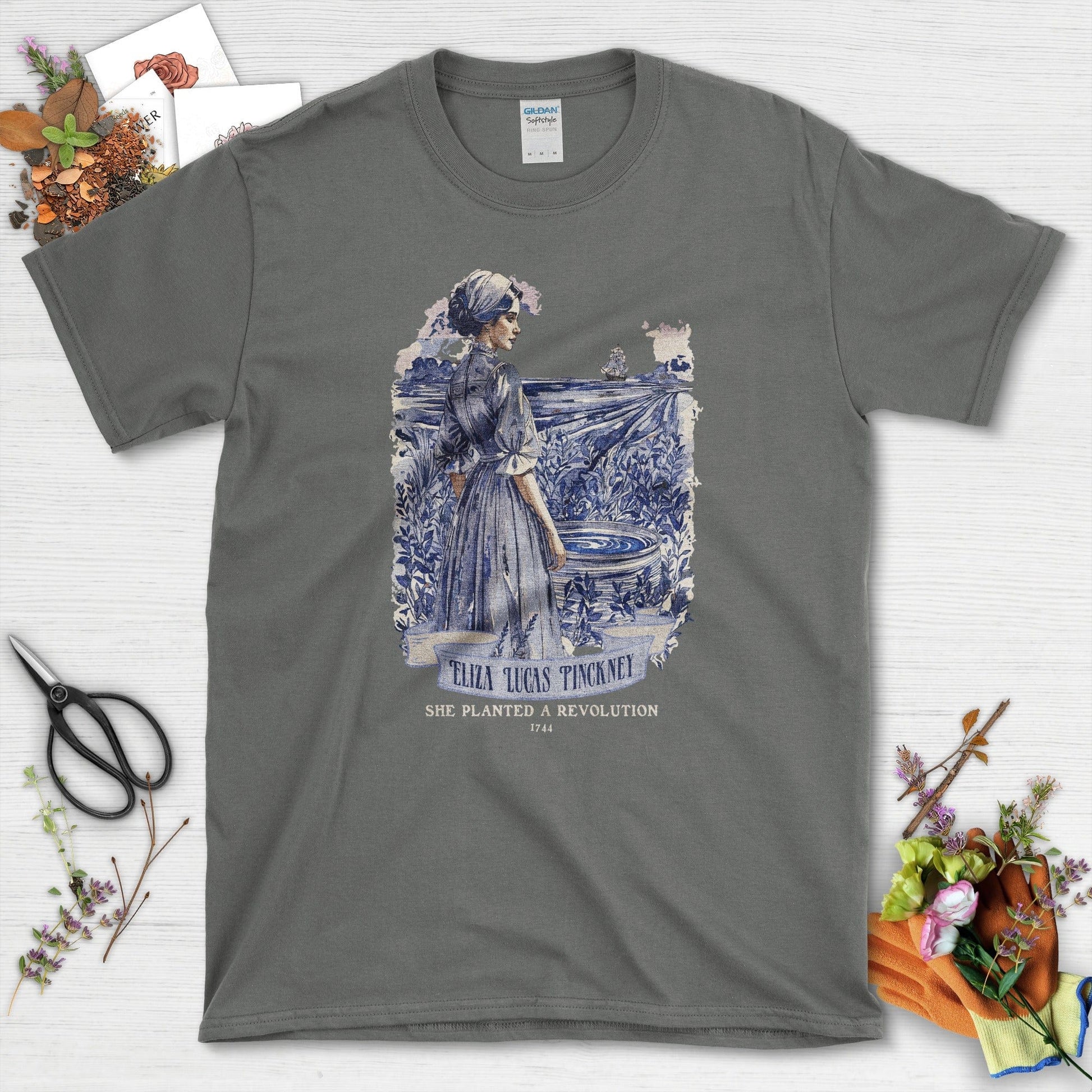 Eliza Lucas Pinckney T-Shirt T-Shirts / S / Charcoal Physical Item