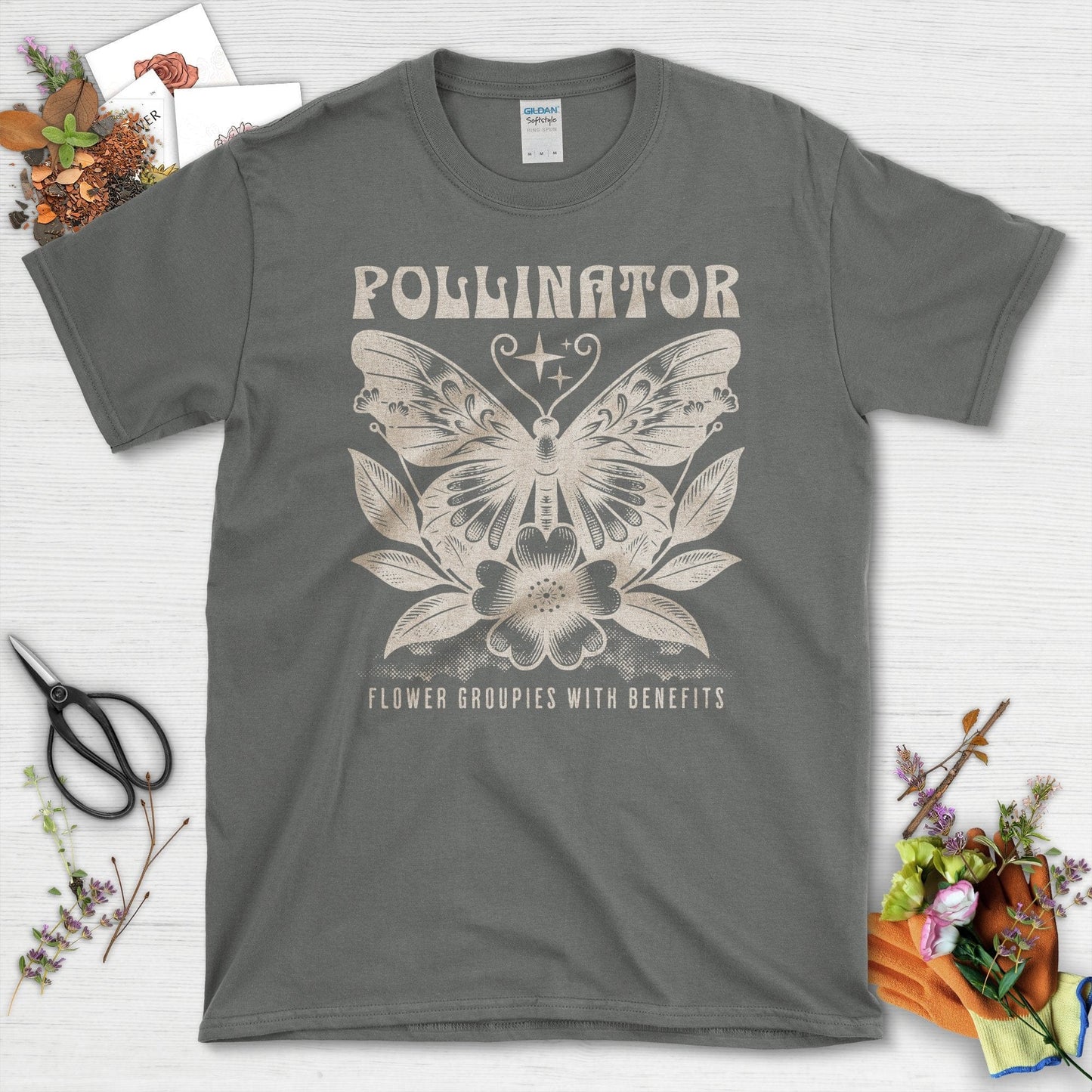 Embrace Gardening with Eco-Friendly Pollinator T-Shirts Charcoal / S T-Shirt