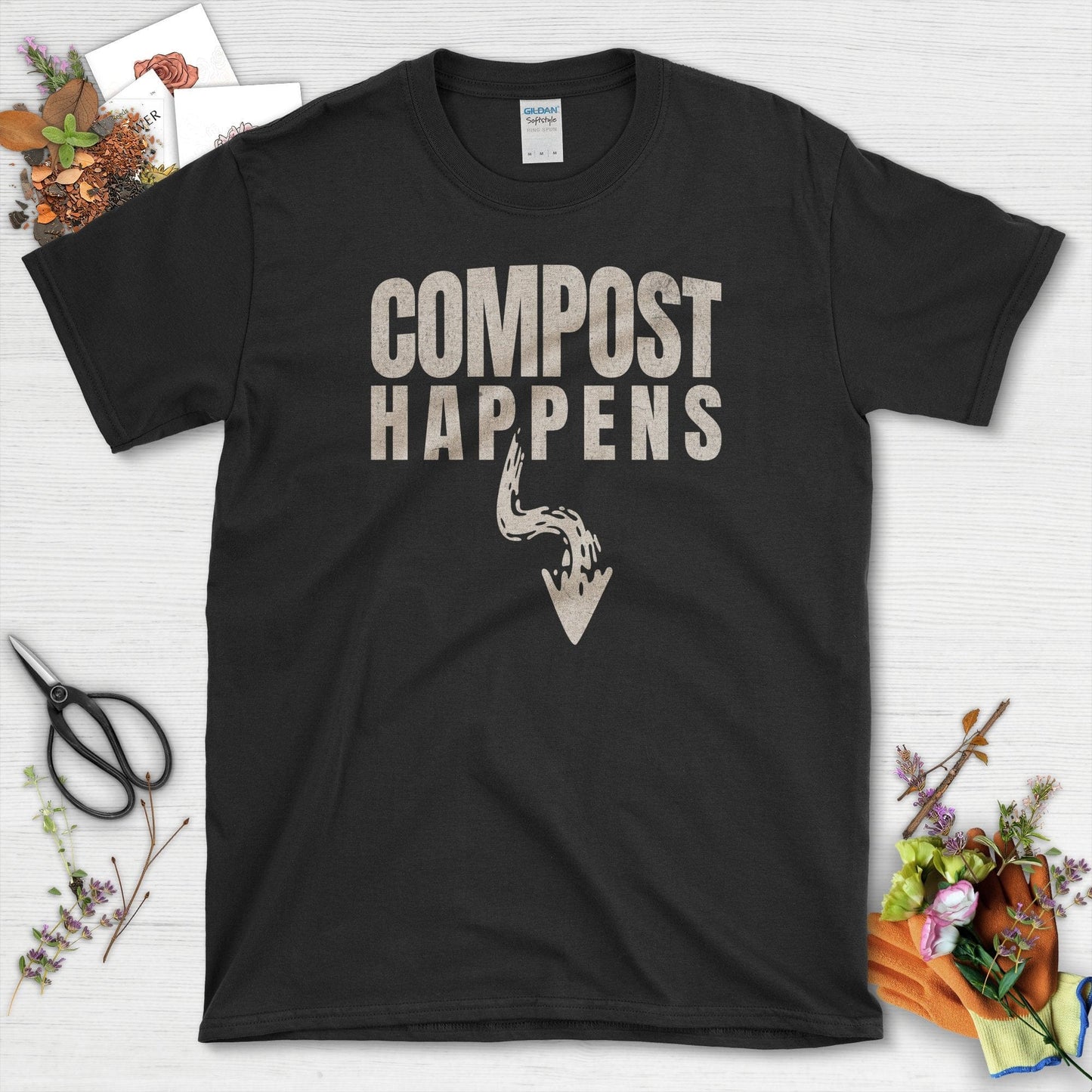 Embrace Nature Compost Happens Garden T-Shirts Black / S T-Shirt