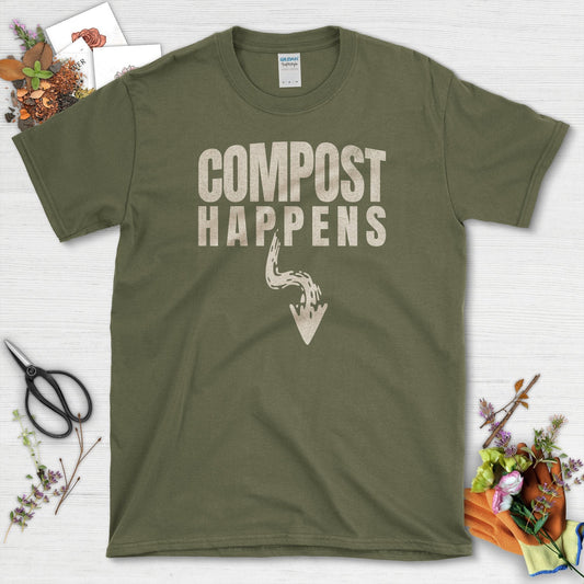 Embrace Nature Compost Happens Garden T-Shirts Military Green / S T-Shirt