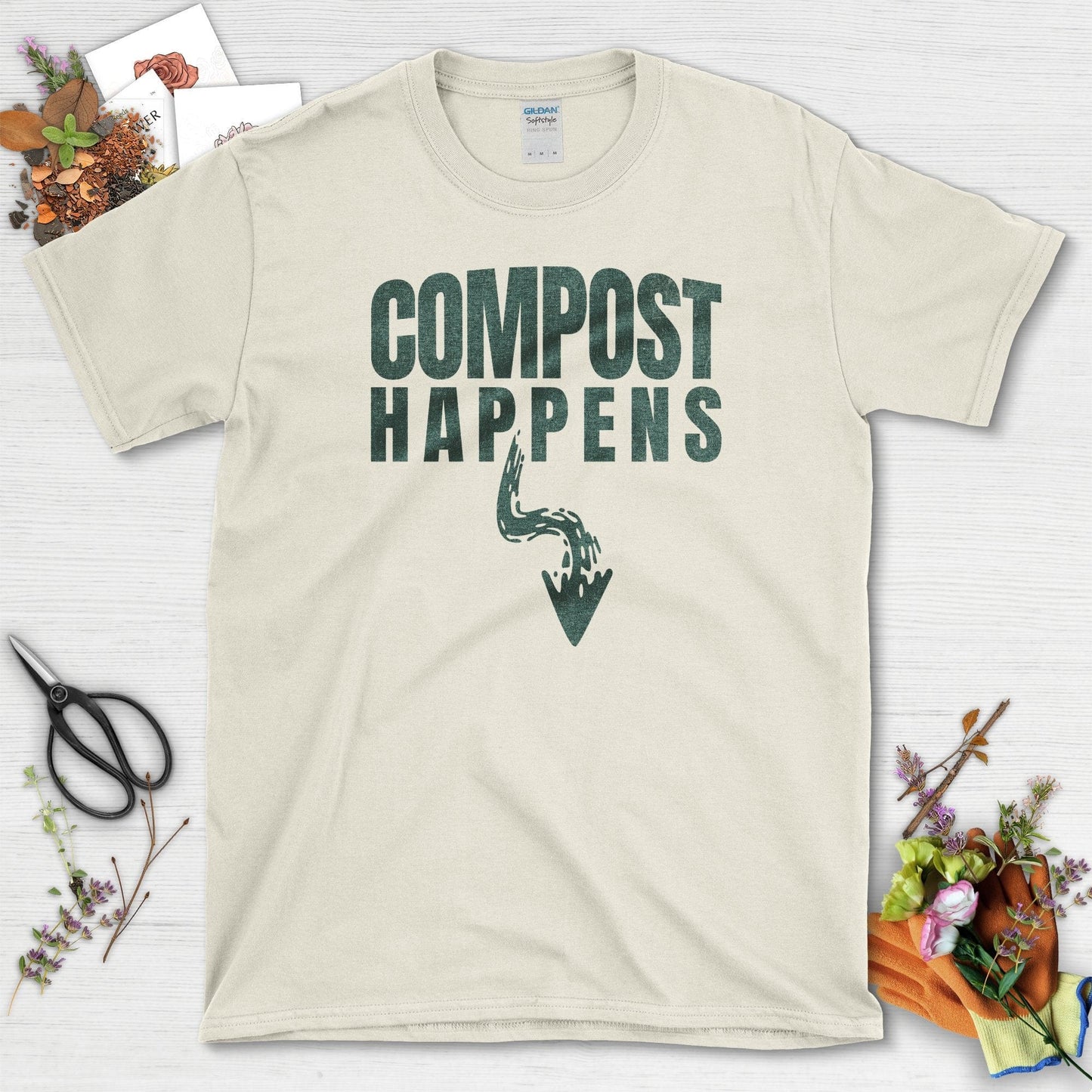 Embrace Nature Compost Happens Garden T-Shirts Natural / S T-Shirt