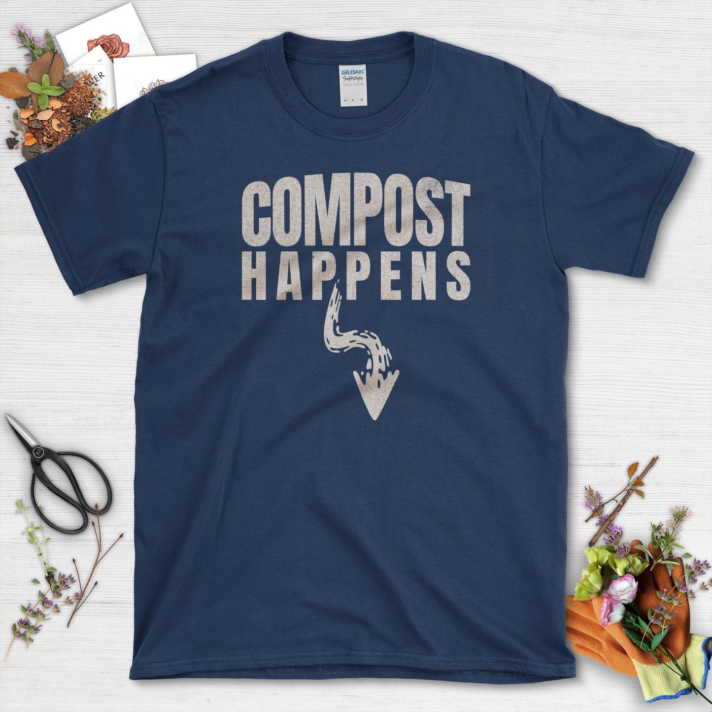 Embrace Nature Compost Happens Garden T-Shirts Navy / S T-Shirt