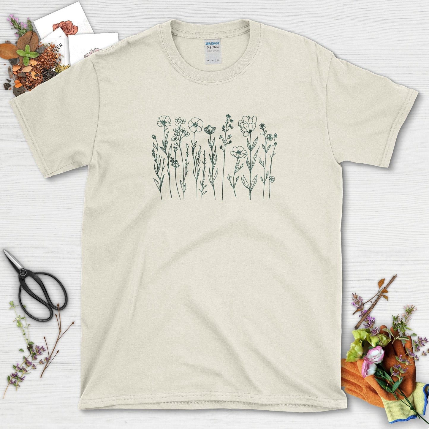 Embrace Nature with Elegant Floral Design T-Shirts T-Shirts / Natural / S Physical Item