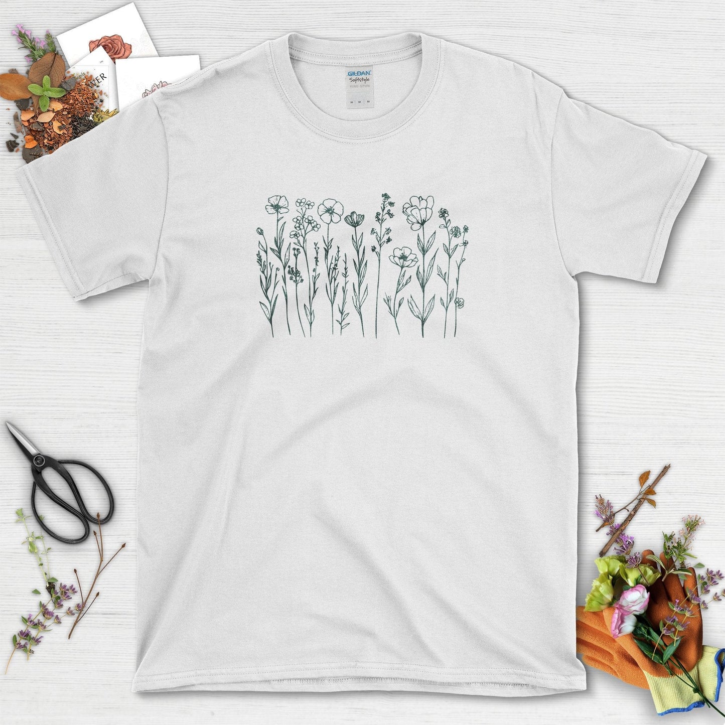 Embrace Nature with Elegant Floral Design T-Shirts T-Shirts / White / S Physical Item