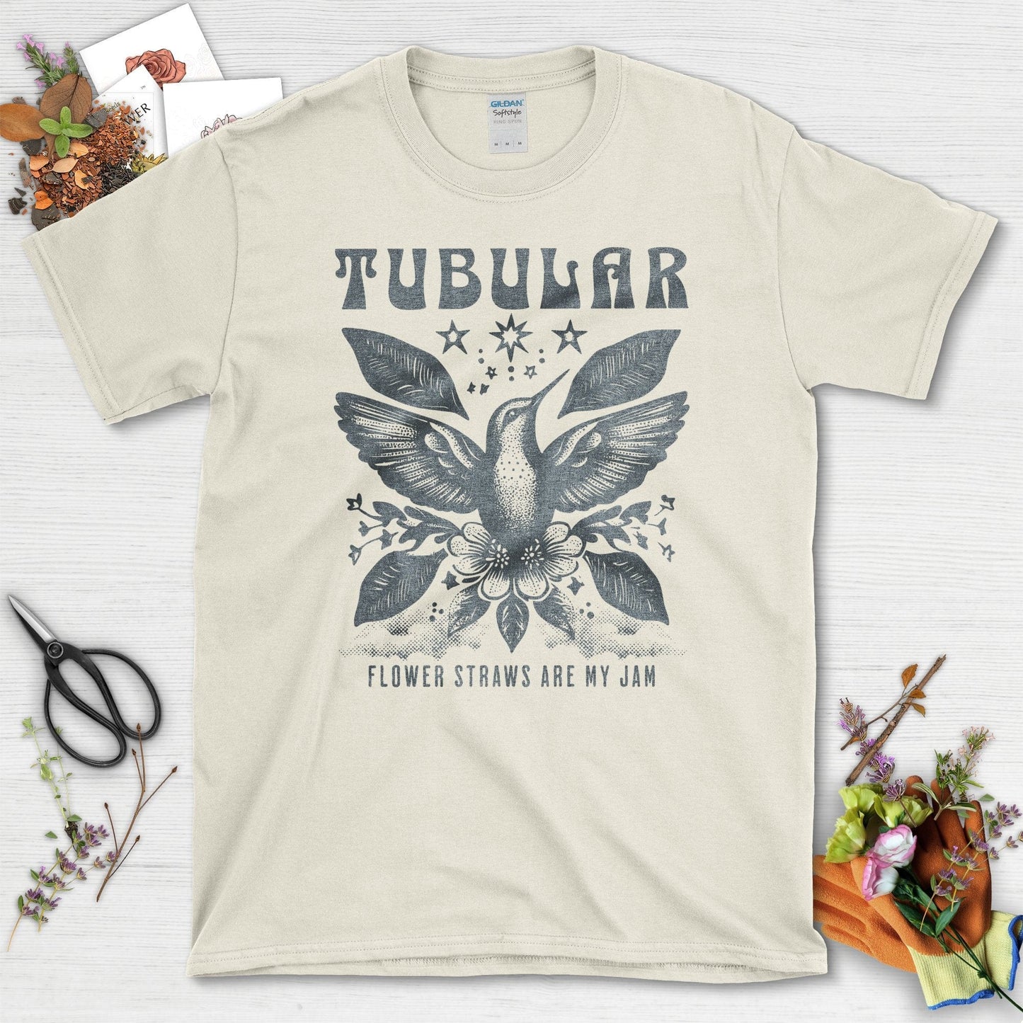 Embrace Nature with Tubular Hummingbird Print T-Shirts Natural / S T-Shirt